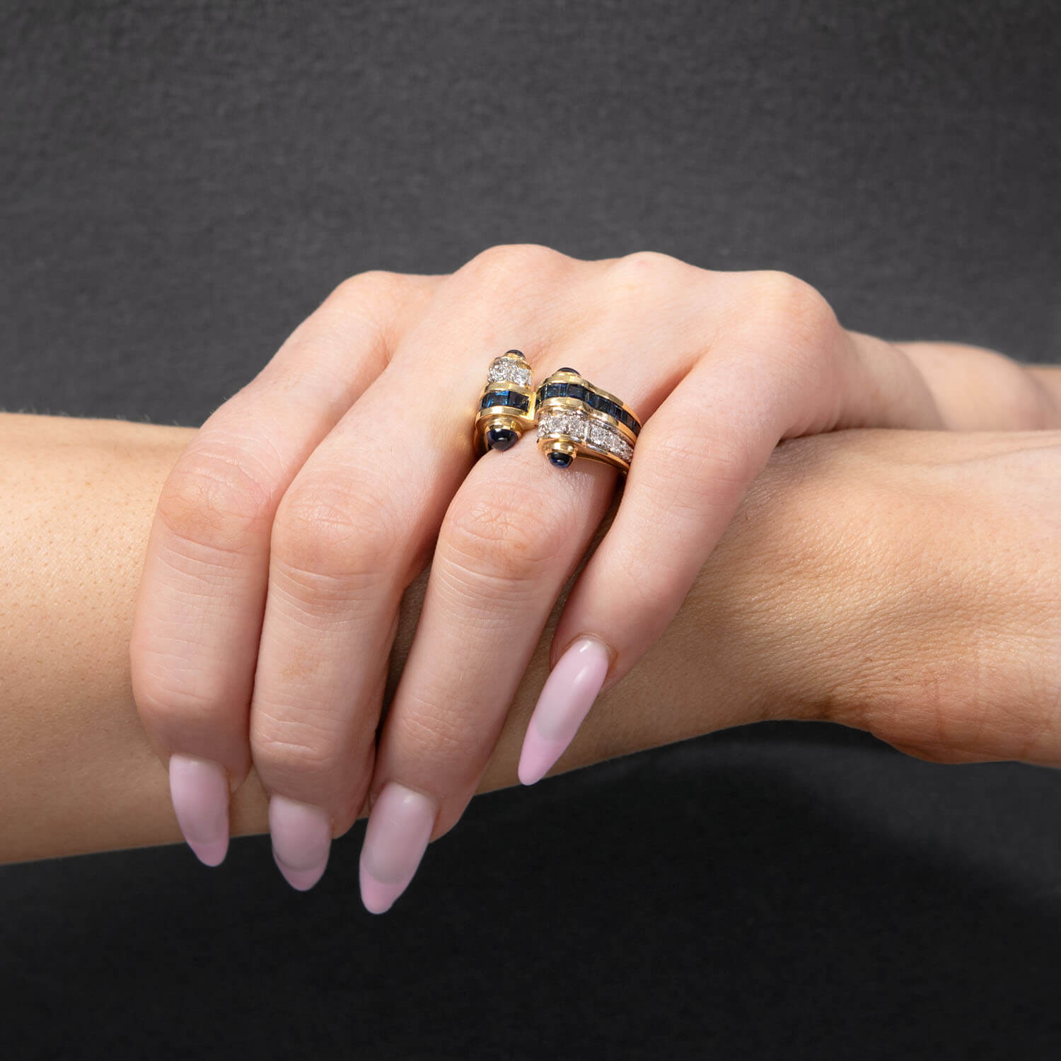 Vintage 18k Sapphire & Diamond Statement Ring