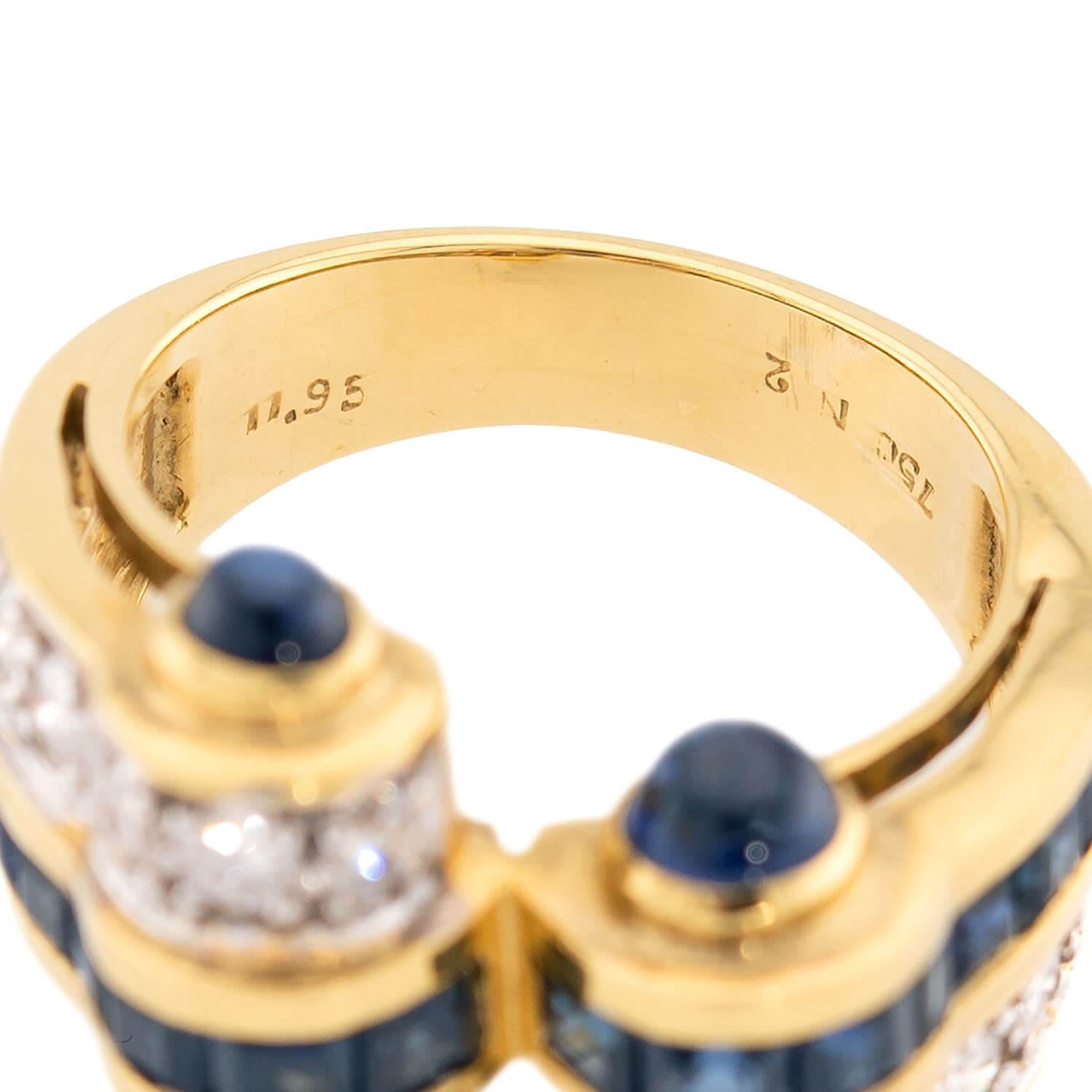 Vintage 18k Sapphire & Diamond Statement Ring