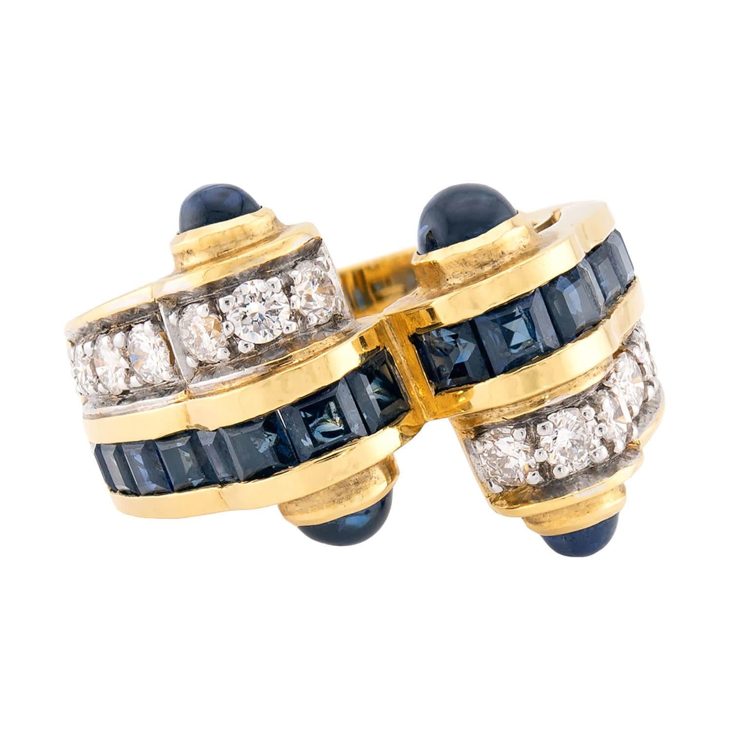 Vintage 18k Sapphire & Diamond Statement Ring