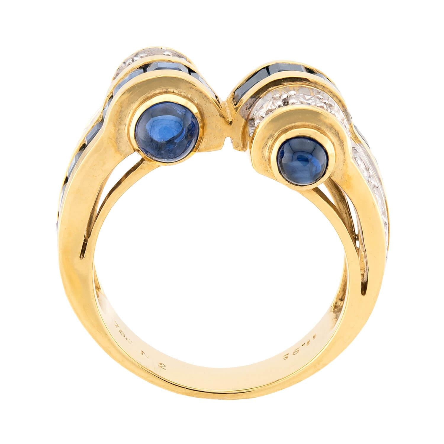 Vintage 18k Sapphire & Diamond Statement Ring