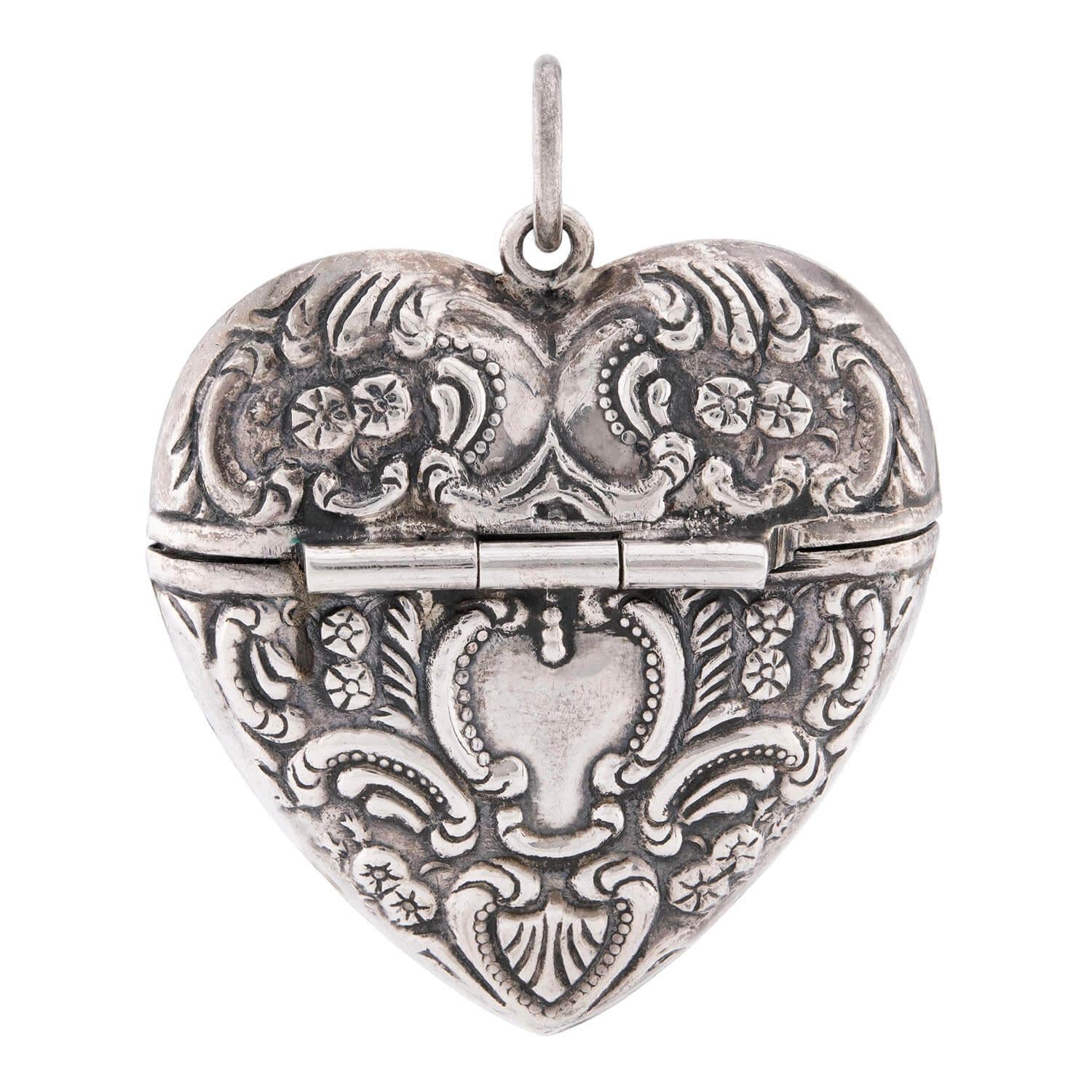 Victorian Sterling Silver Repoussé Match Safe Pendant