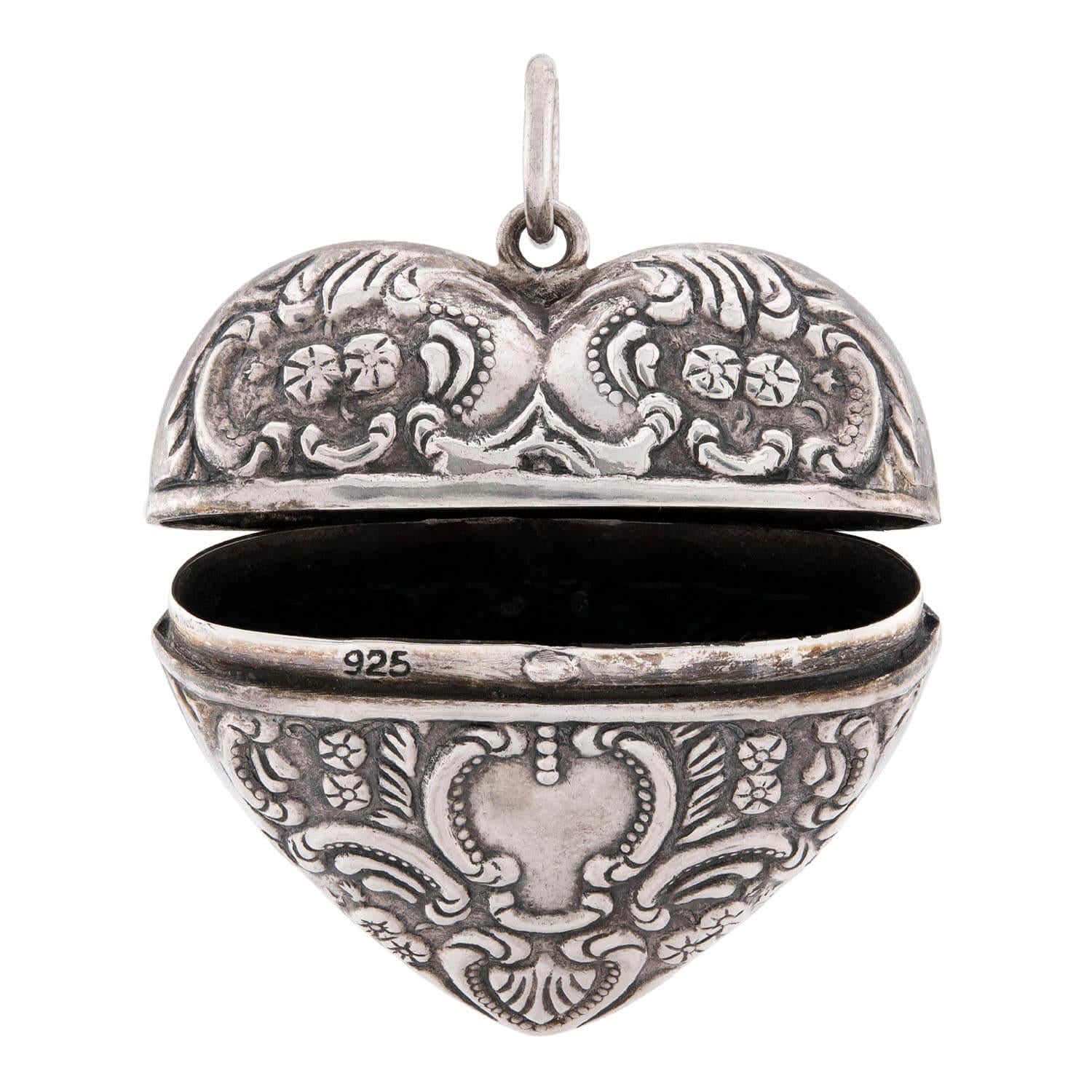 Victorian Sterling Silver Repoussé Match Safe Pendant