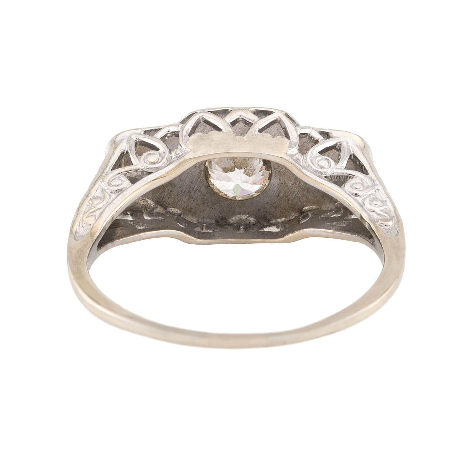 Art Deco 14k Diamond Three Stone Ring