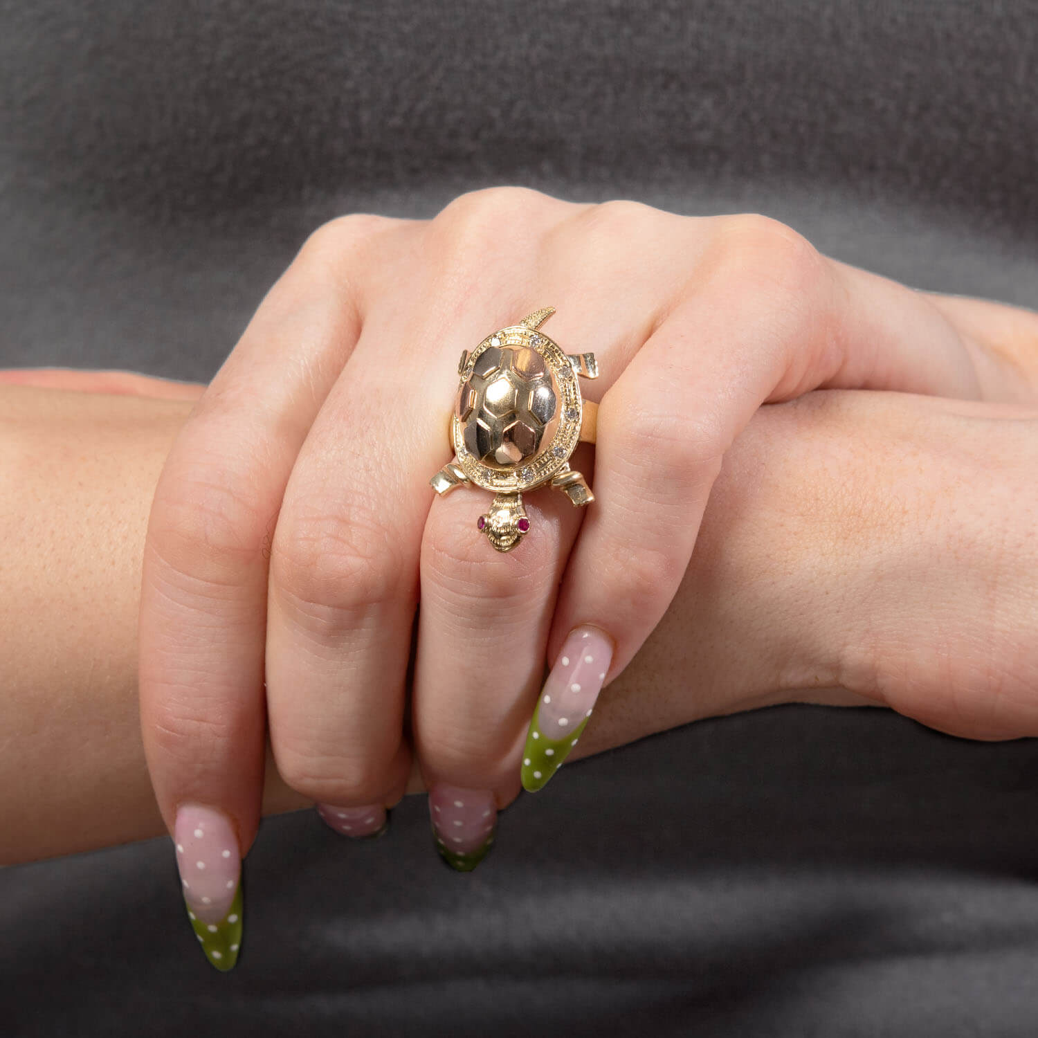 Estate 10k Mixed Metal Moveable Diamond Ring