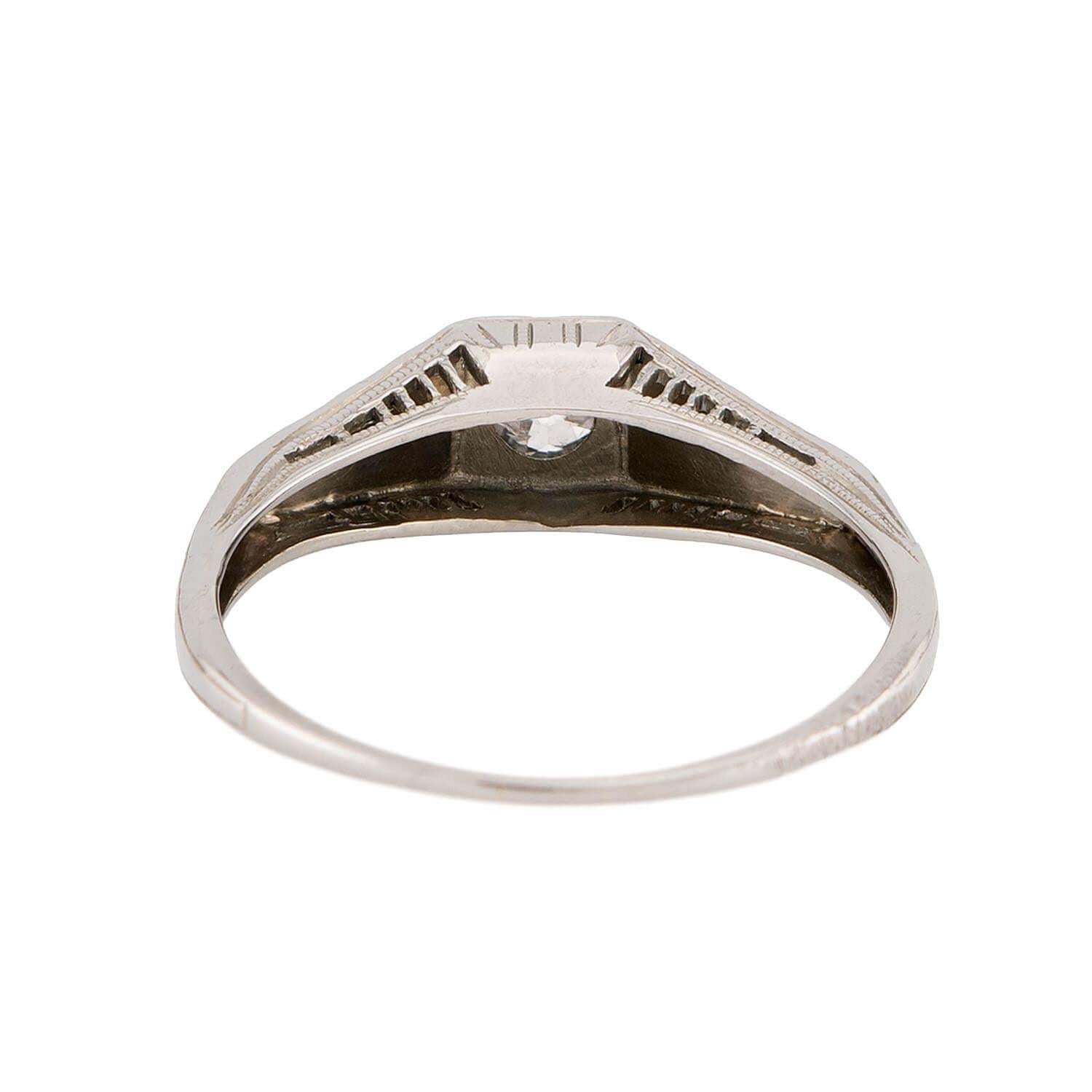 Art Deco 18k Diamond Engagement Ring .35ct