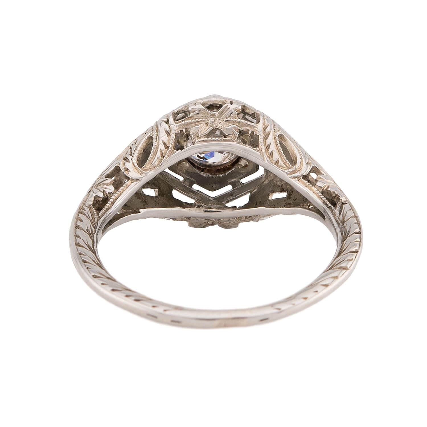 Art Deco 18k Diamond Engagement Ring .35ct