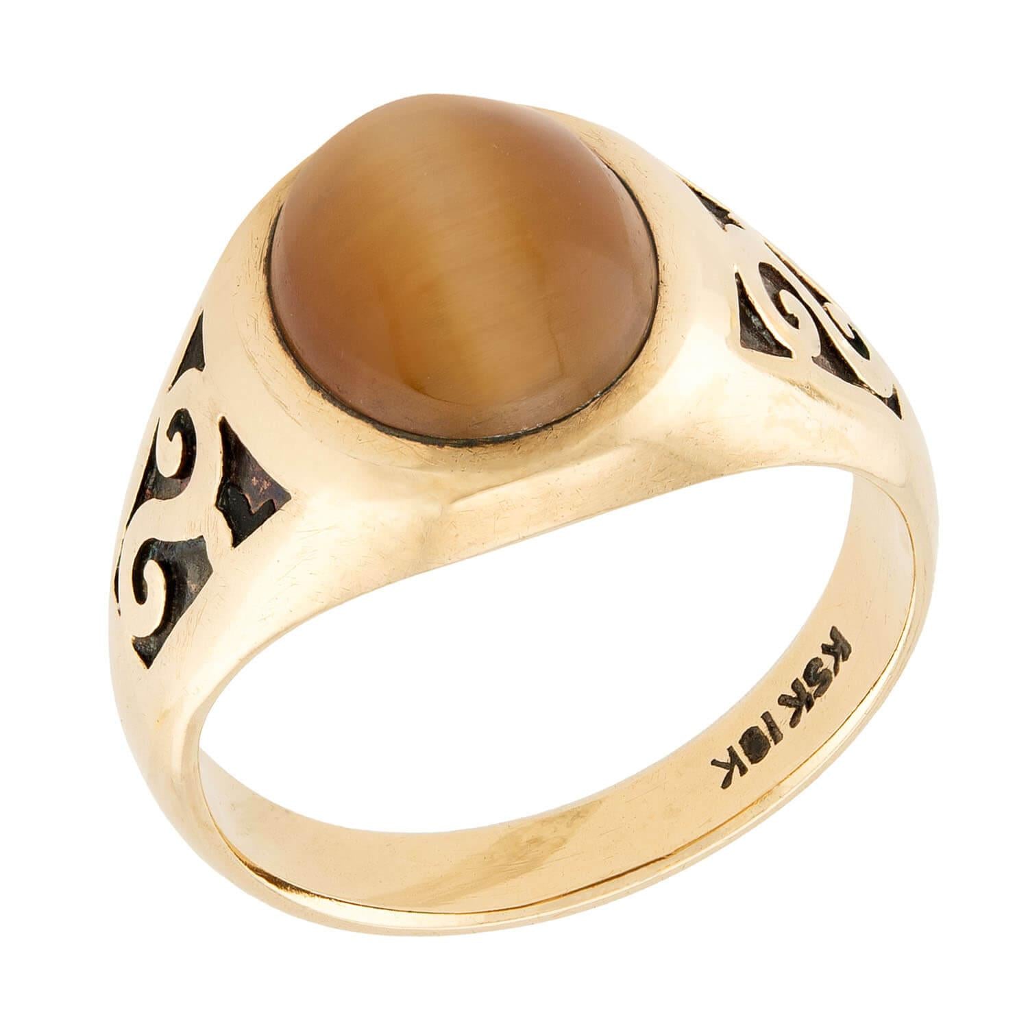 Art Nouveau 10k Cat's Eye Chrysoberyl Ring