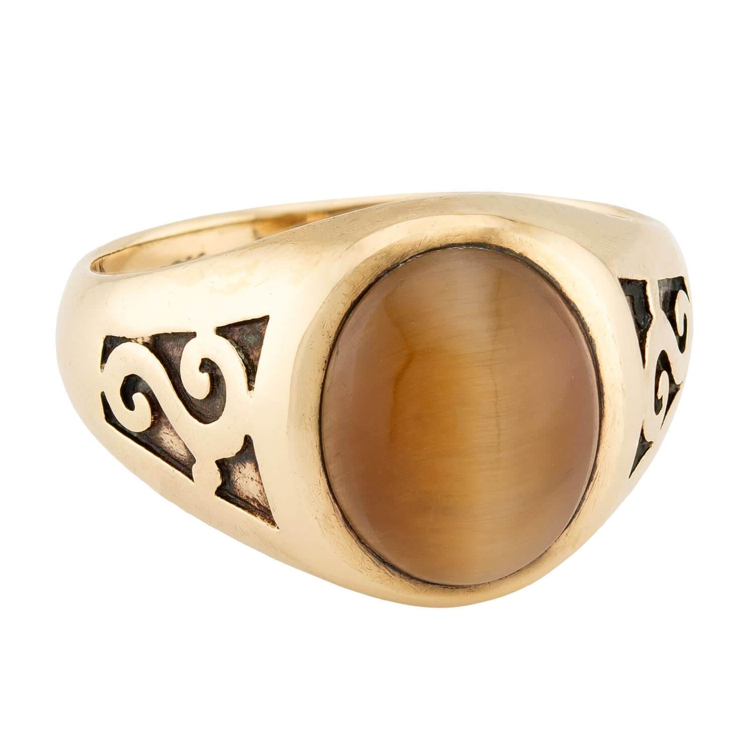 Art Nouveau 10k Cat's Eye Chrysoberyl Ring