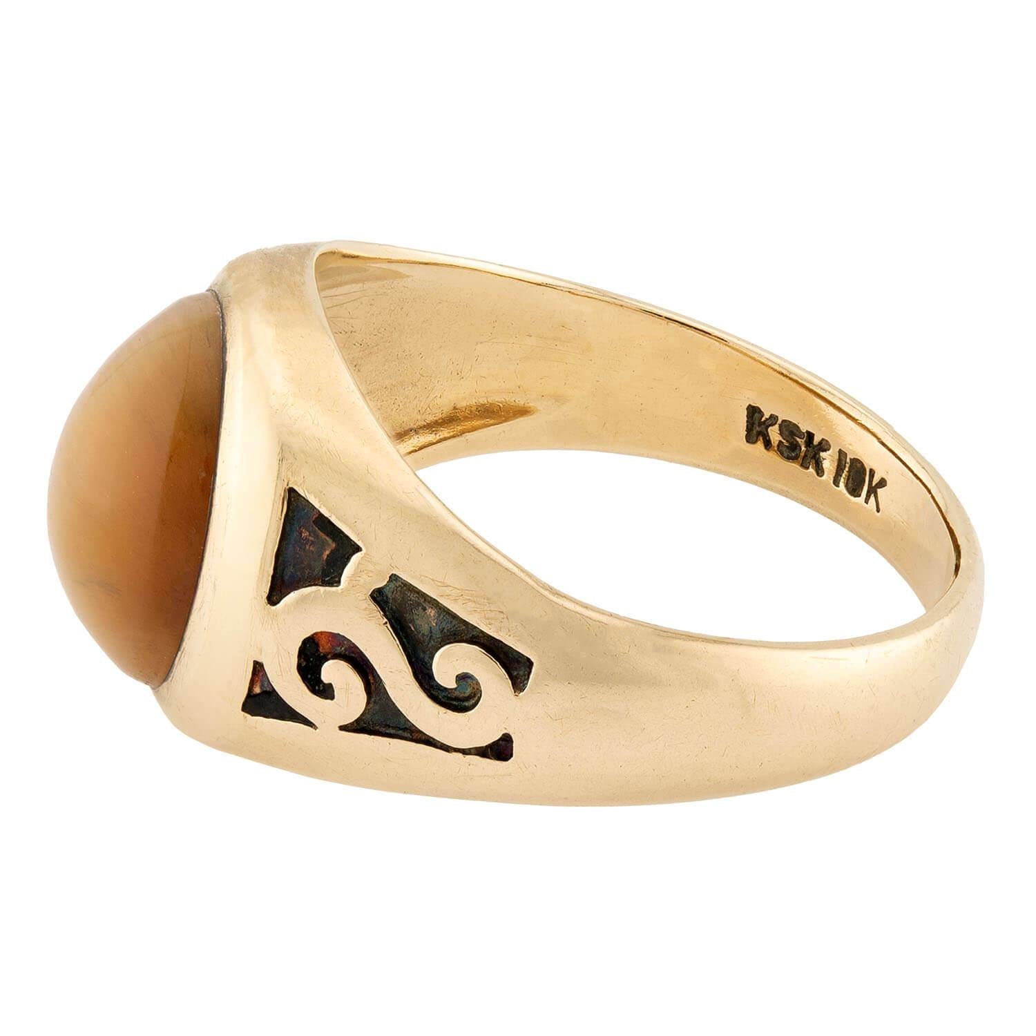 Art Nouveau 10k Cat's Eye Chrysoberyl Ring