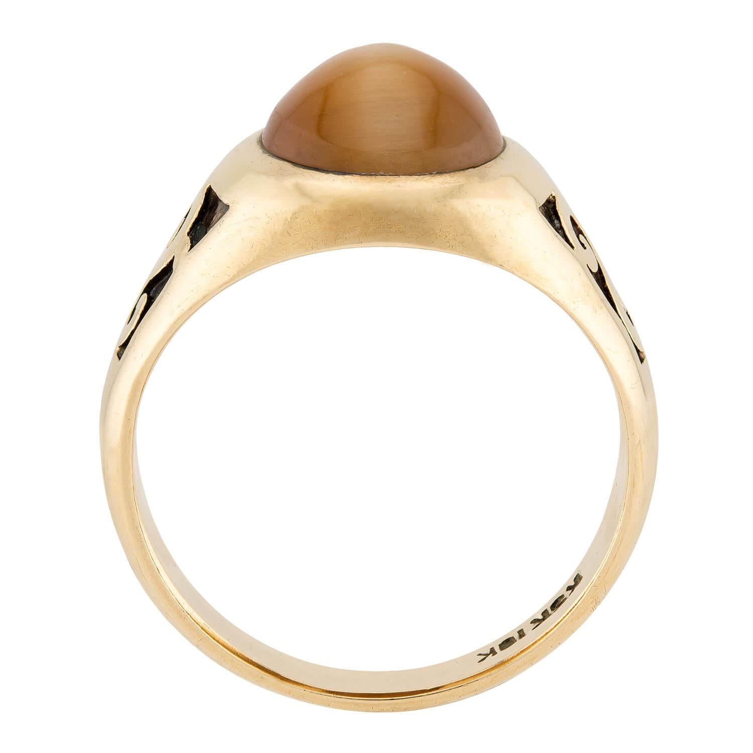Art Nouveau 10k Cat's Eye Chrysoberyl Ring