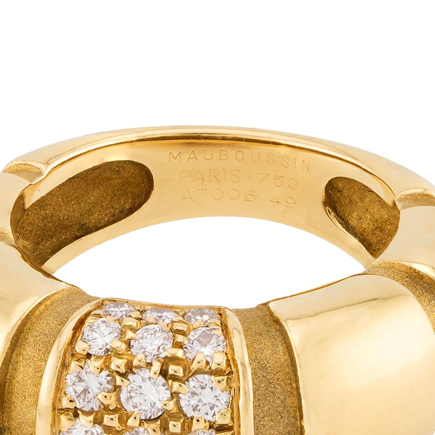 MAUBOUSSIN Vintage French 18k Diamond Dome Ring