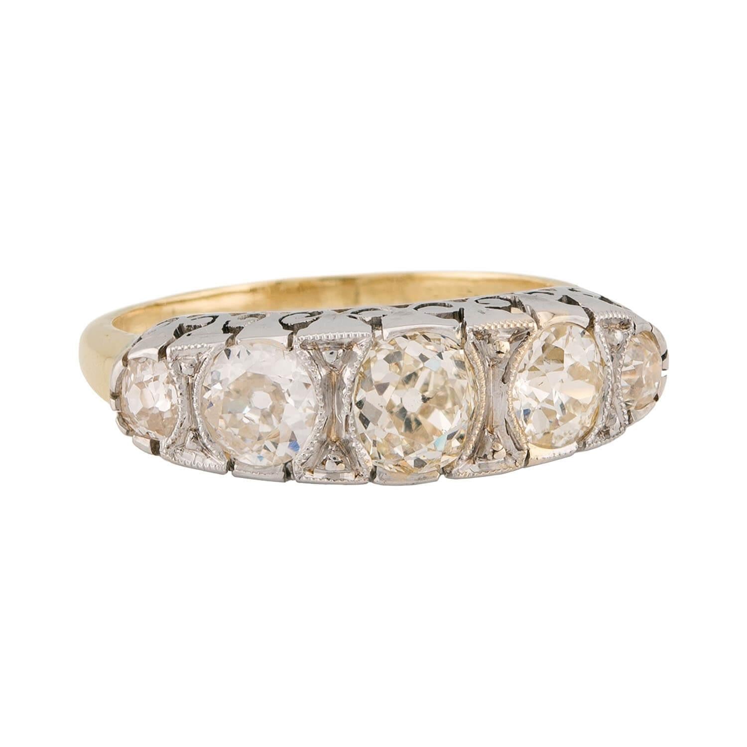 Edwardian 14k/Platinum Diamond Five Stone Ring
