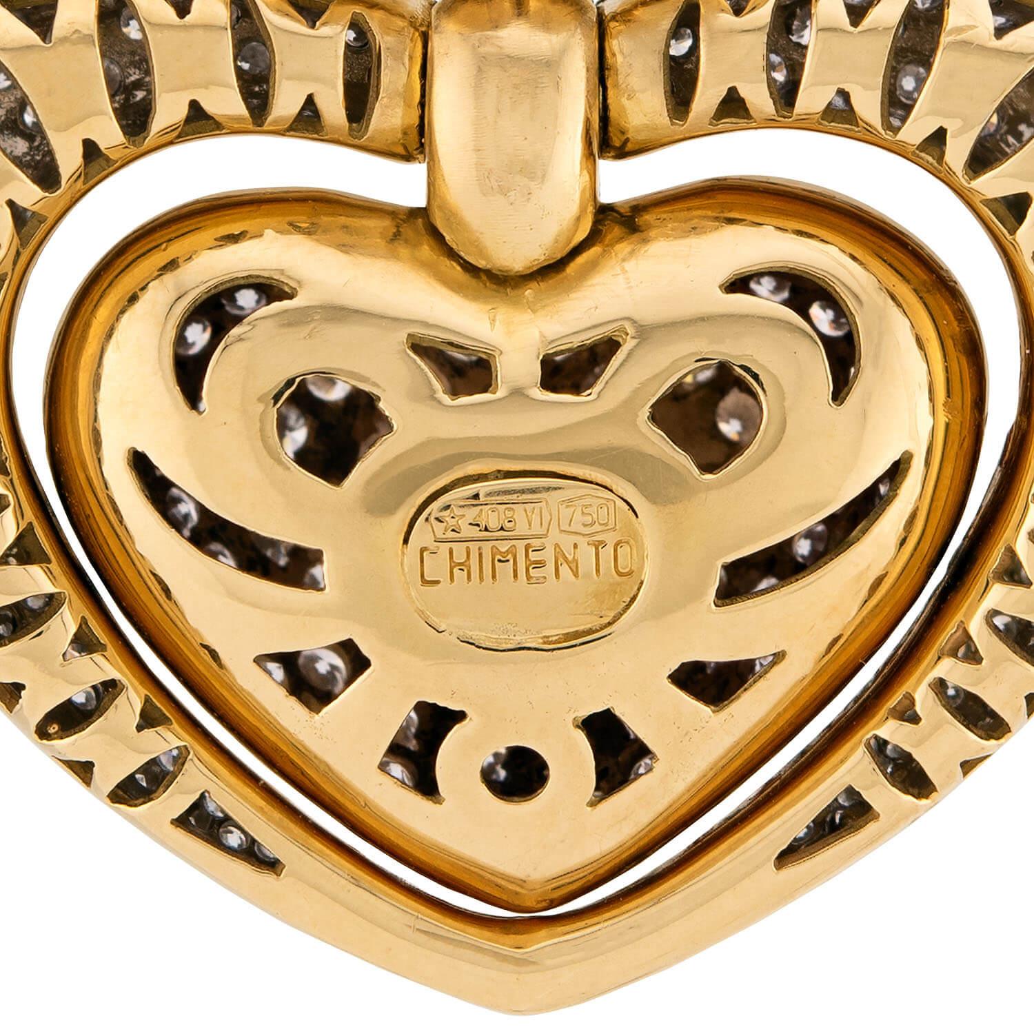 CHIMENTO Estate Italian 18k Diamond Heart-Motif Pendant