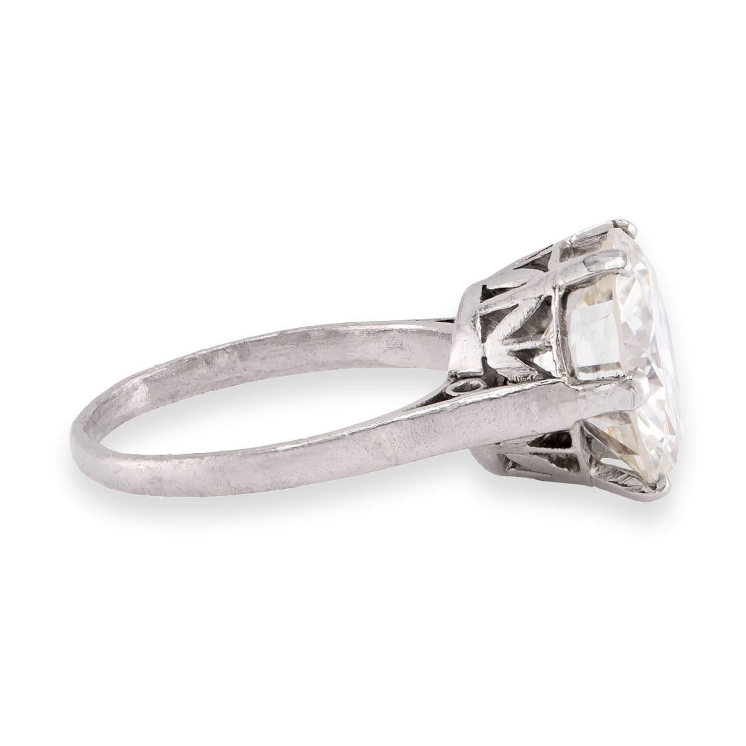 Art Deco Platinum GIA Diamond Engagement Ring 3.92ct
