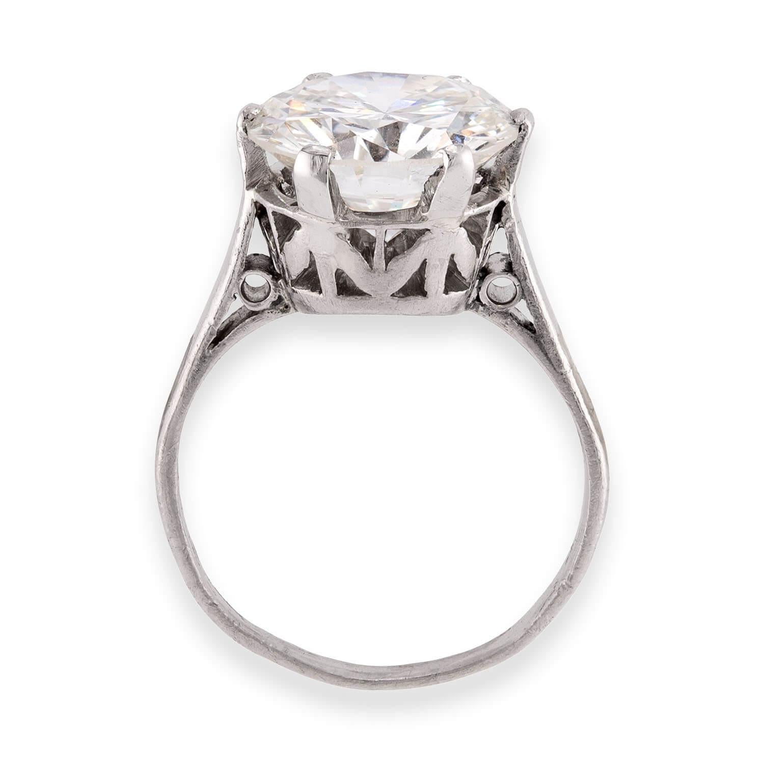 Art Deco Platinum GIA Diamond Engagement Ring 3.92ct