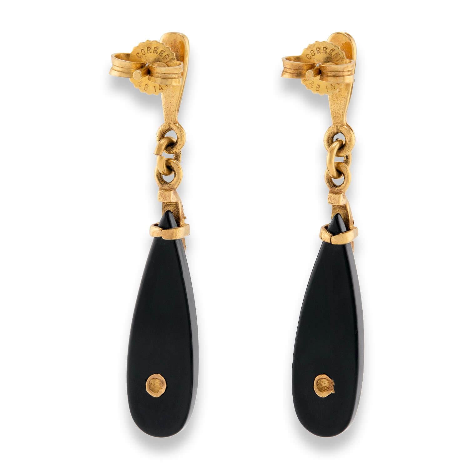 Victorian 14k Onyx Drop Earrings