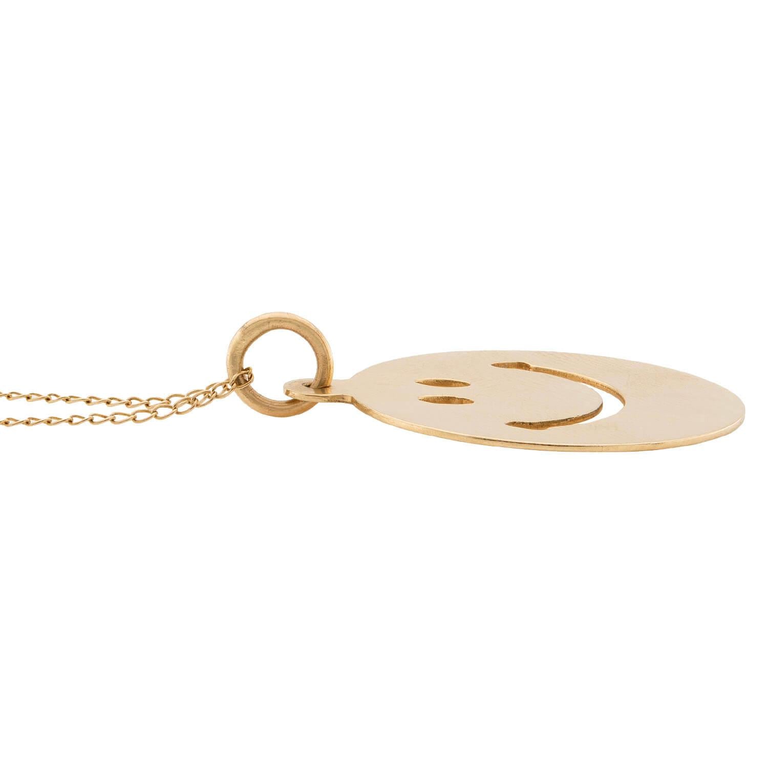 Estate 14k Smiling Face Pendant Necklace