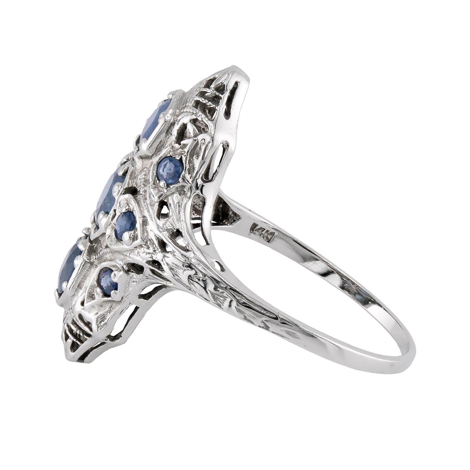 Edwardian 14k Sapphire Navette Ring
