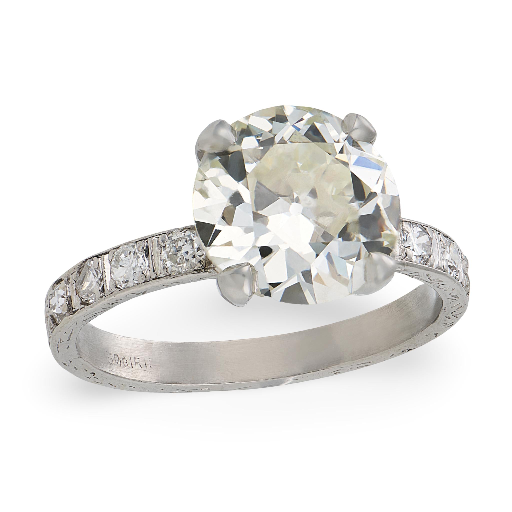 Art Deco Platinum Diamond Engagement Ring 2.88ct
