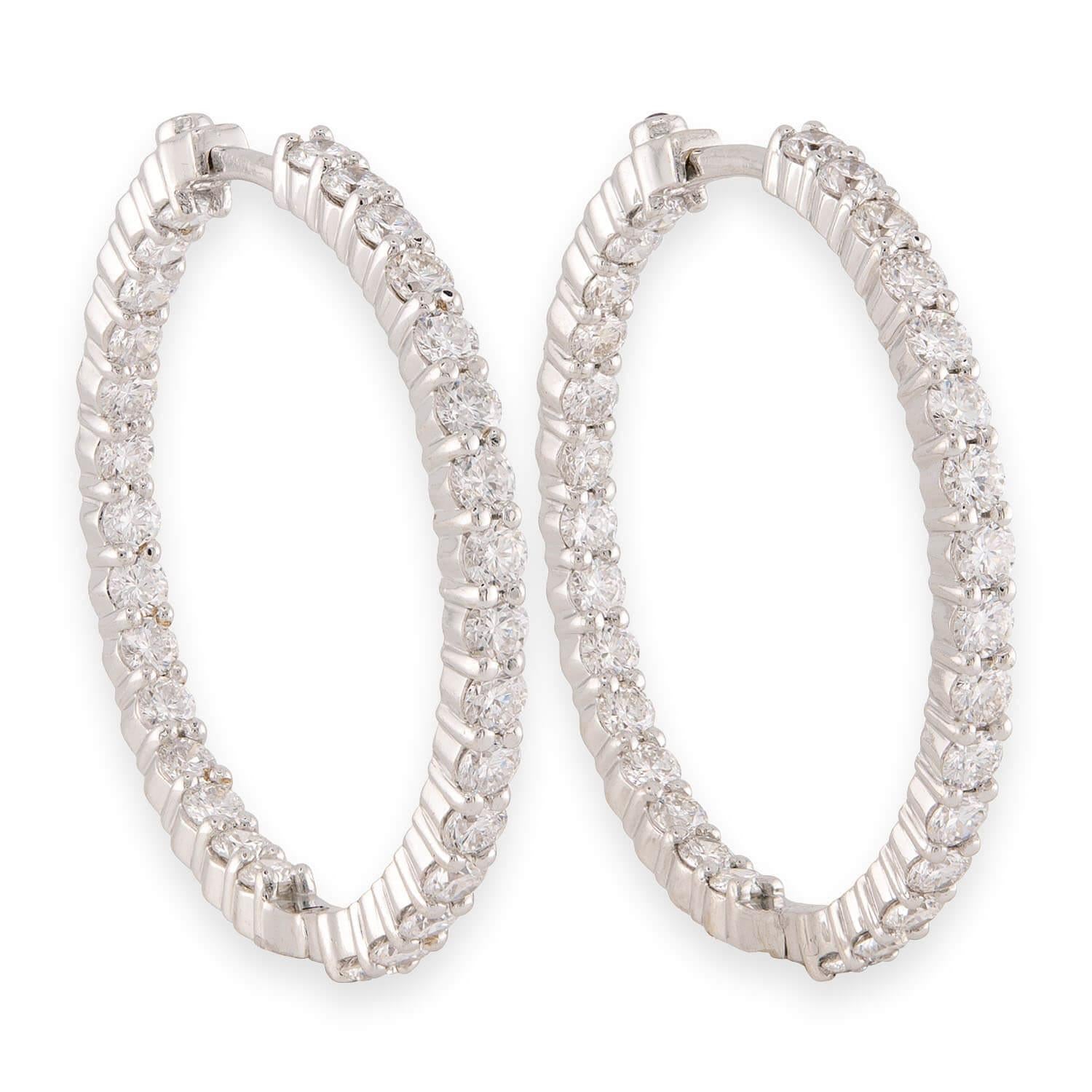 ROBERTO COIN Estate Italian 18k Diamond "Inside Out" Hoop Earrings