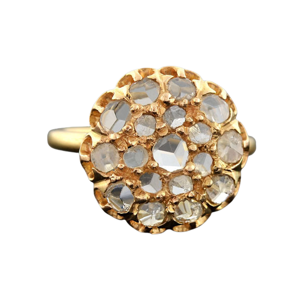 Victorian 18kt Rose Cut Diamond Cluster Ring 0.80ctw