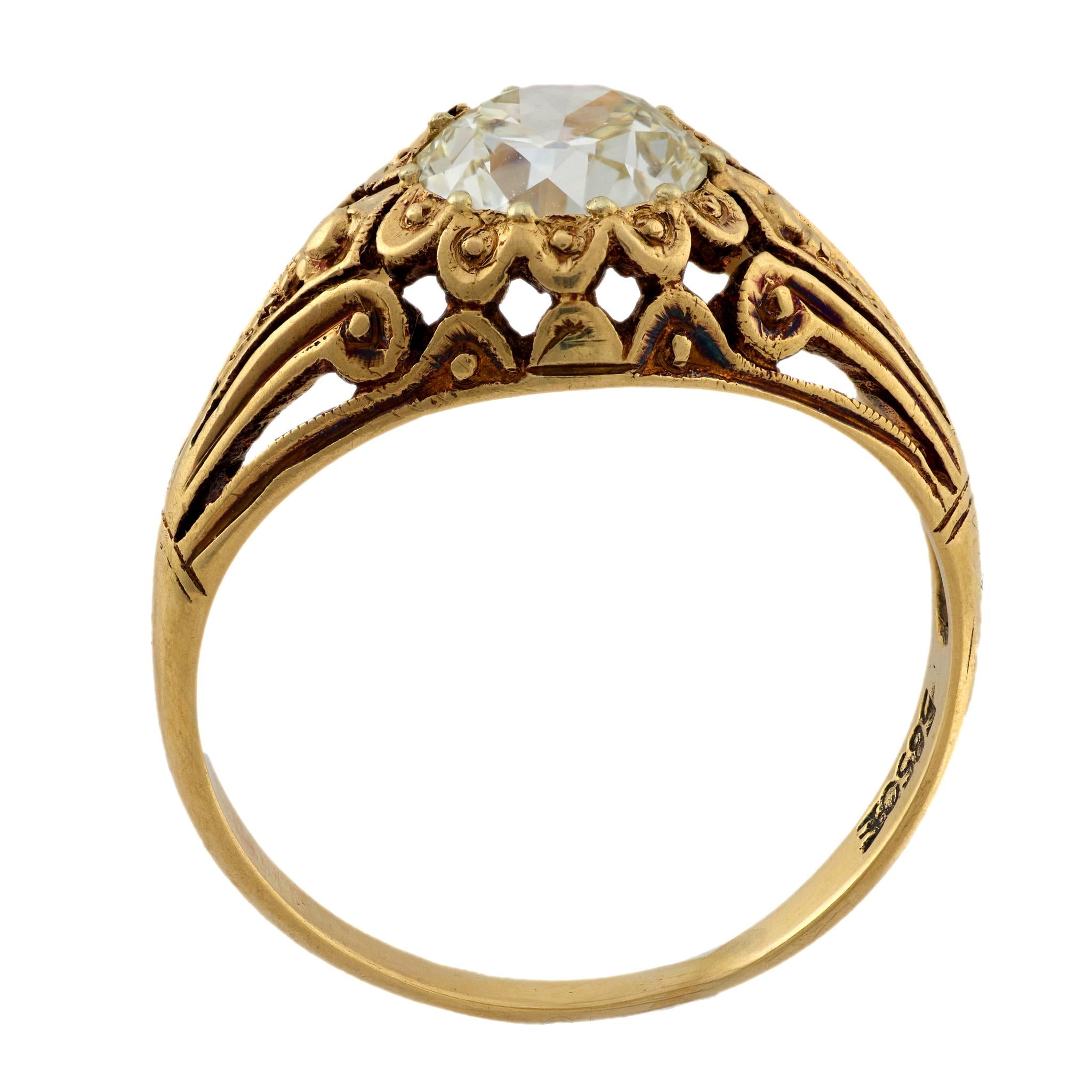 Victorian 14k Diamond Engagement Ring 1.35ct