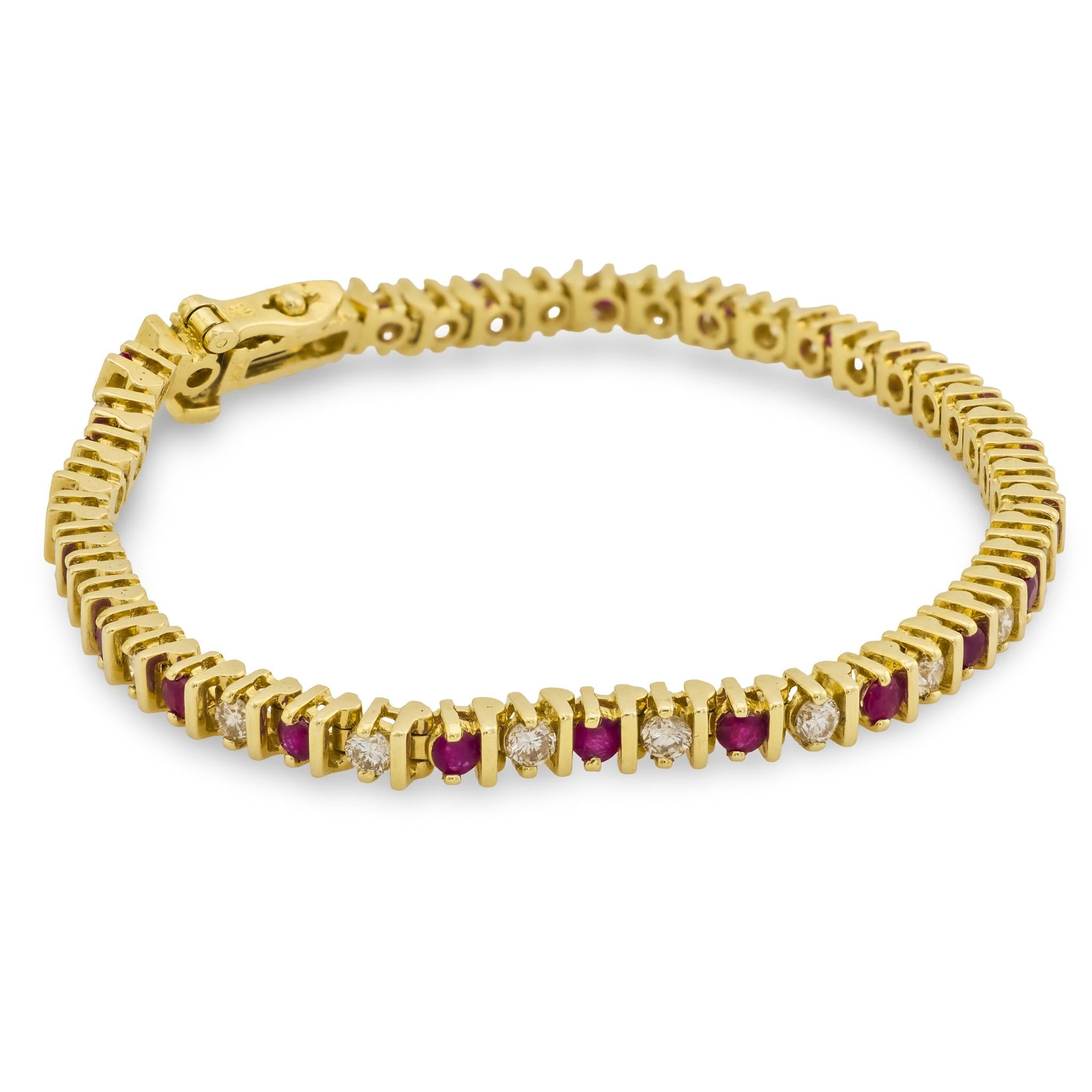 Estate 14k Ruby & Diamond Tennis Bracelet