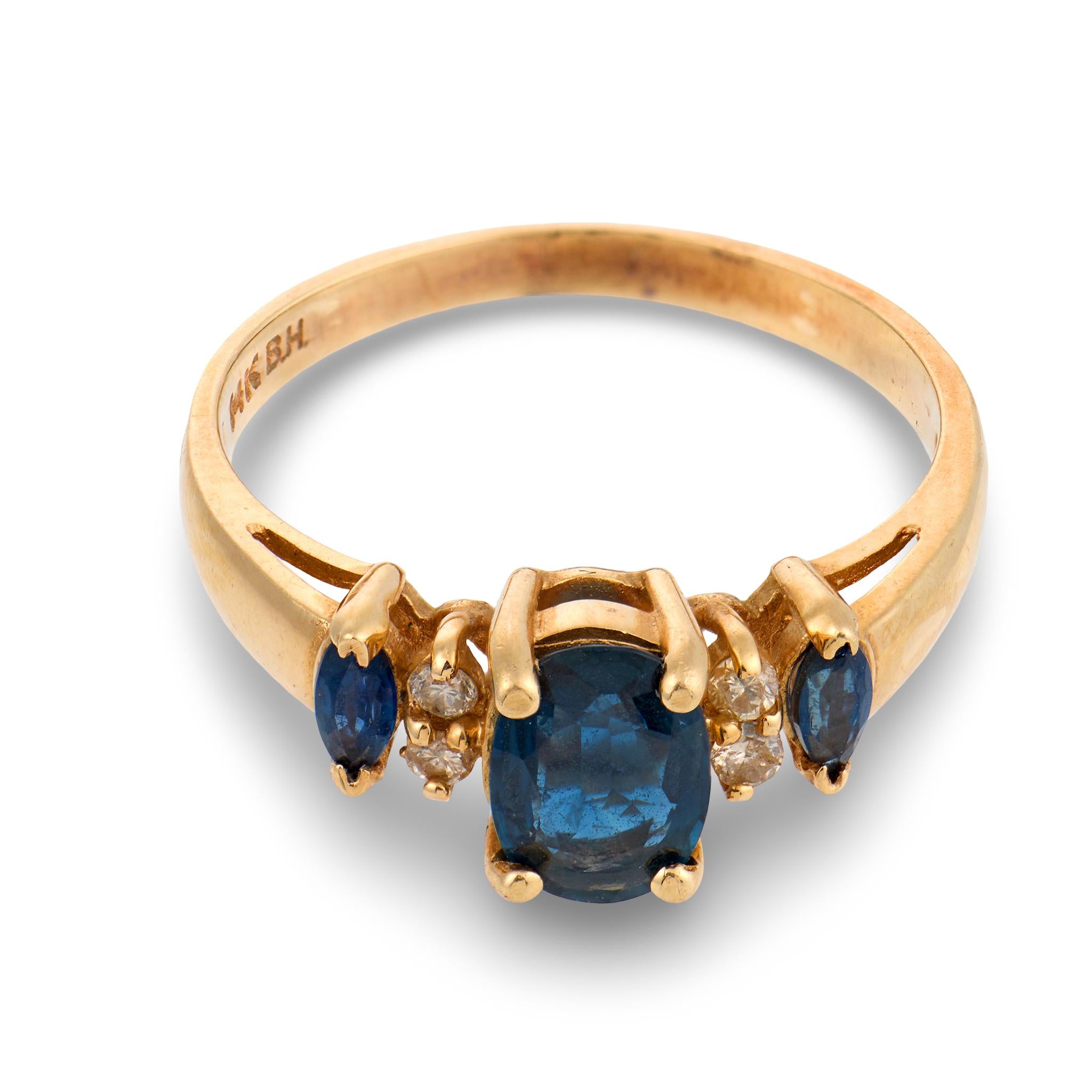 Estate 14k Sapphire & Diamond Ring