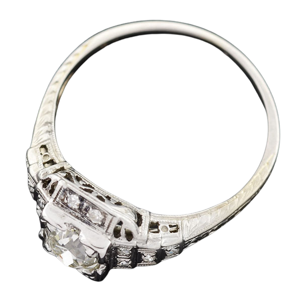 Art Deco 18kt Diamond Engagement Ring 0.80ct