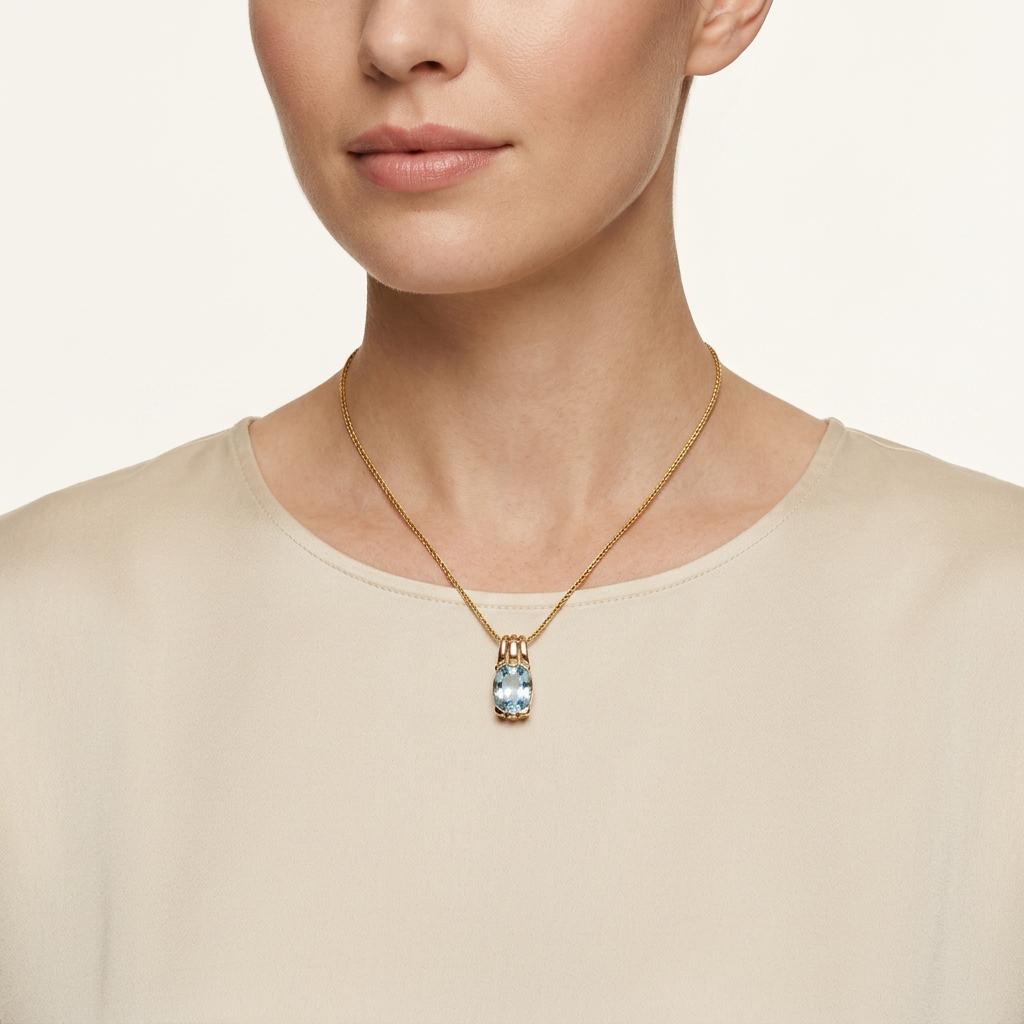 Estate 14k Aqua Pendant Necklace