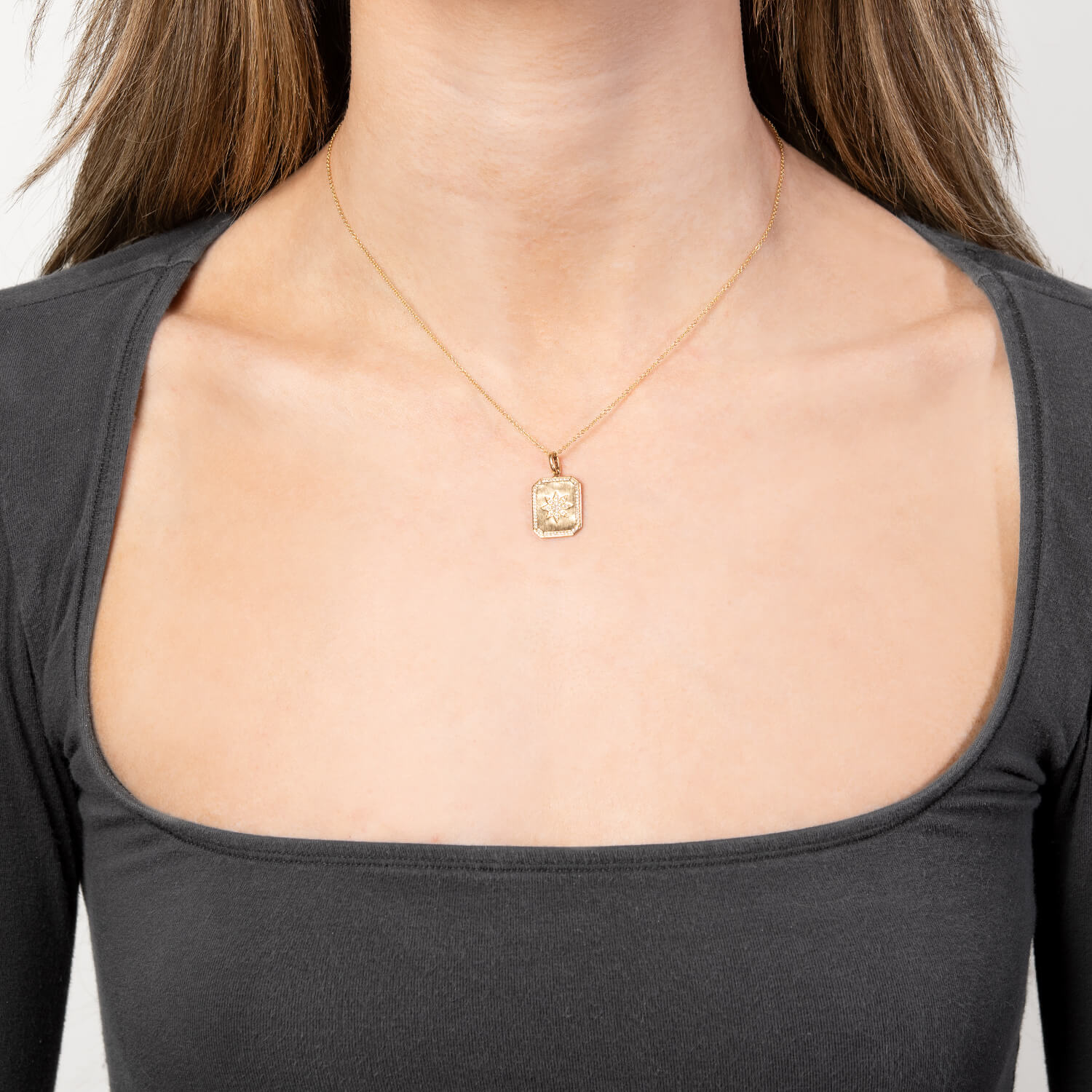 Estate 14k Diamond Starburst-Motif Pendant Necklace