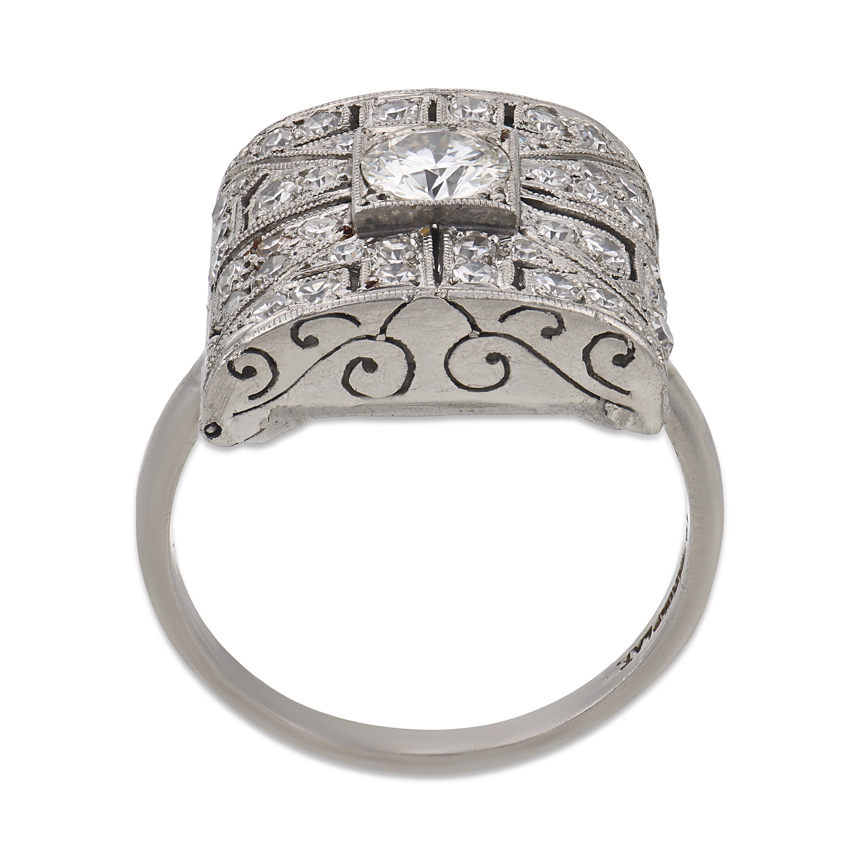 Art Deco Platinum Diamond Locket Ring
