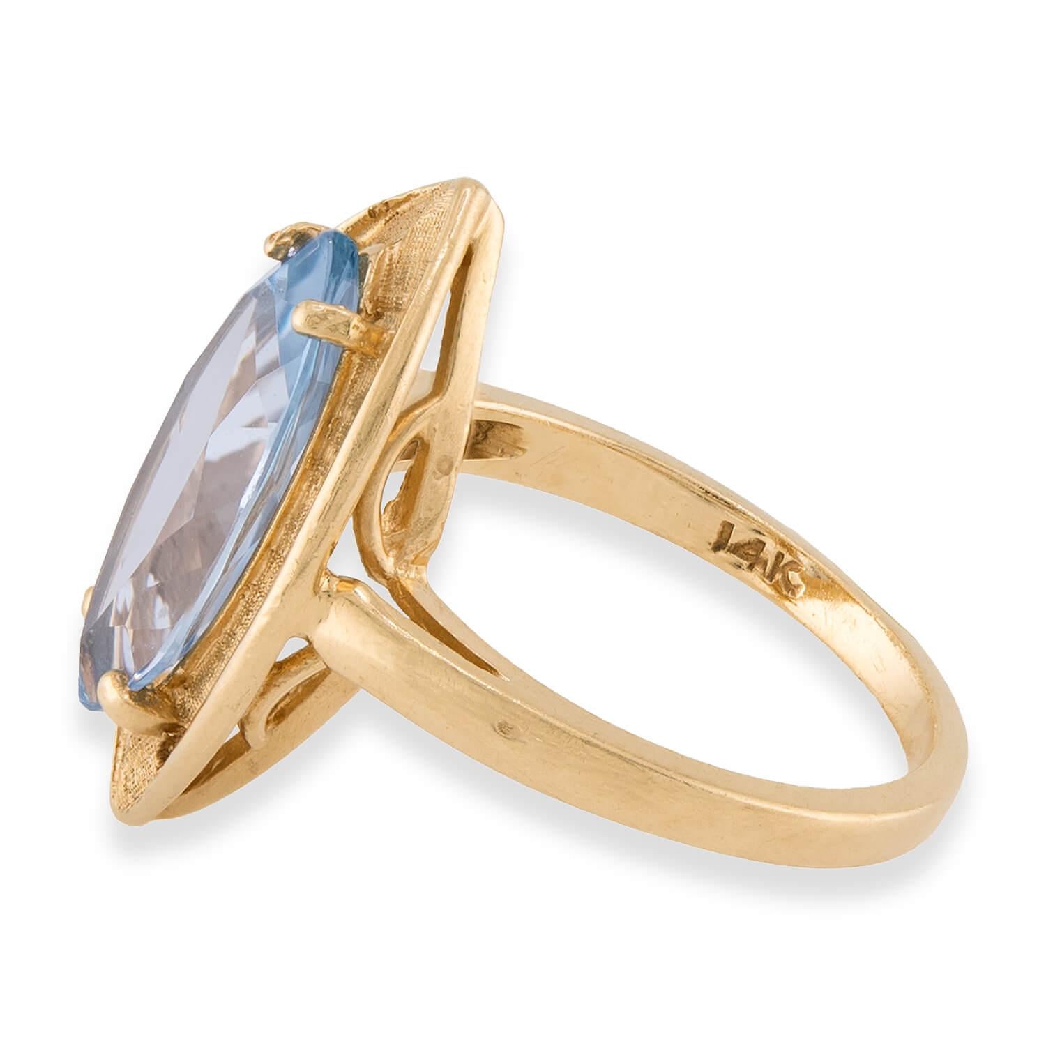 Estate 14k Topaz Navette Ring