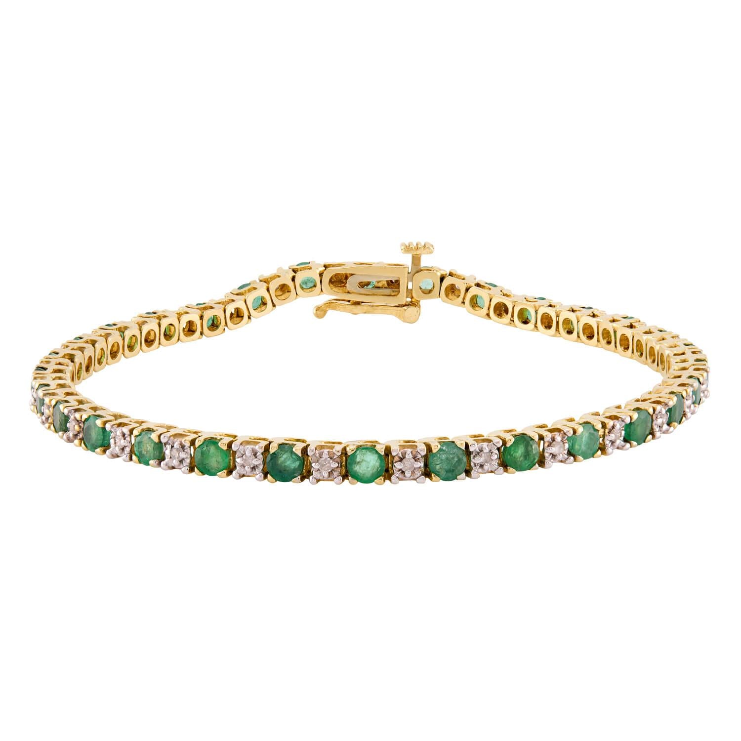 Estate 14k Emerald & Diamond Tennis Bracelet