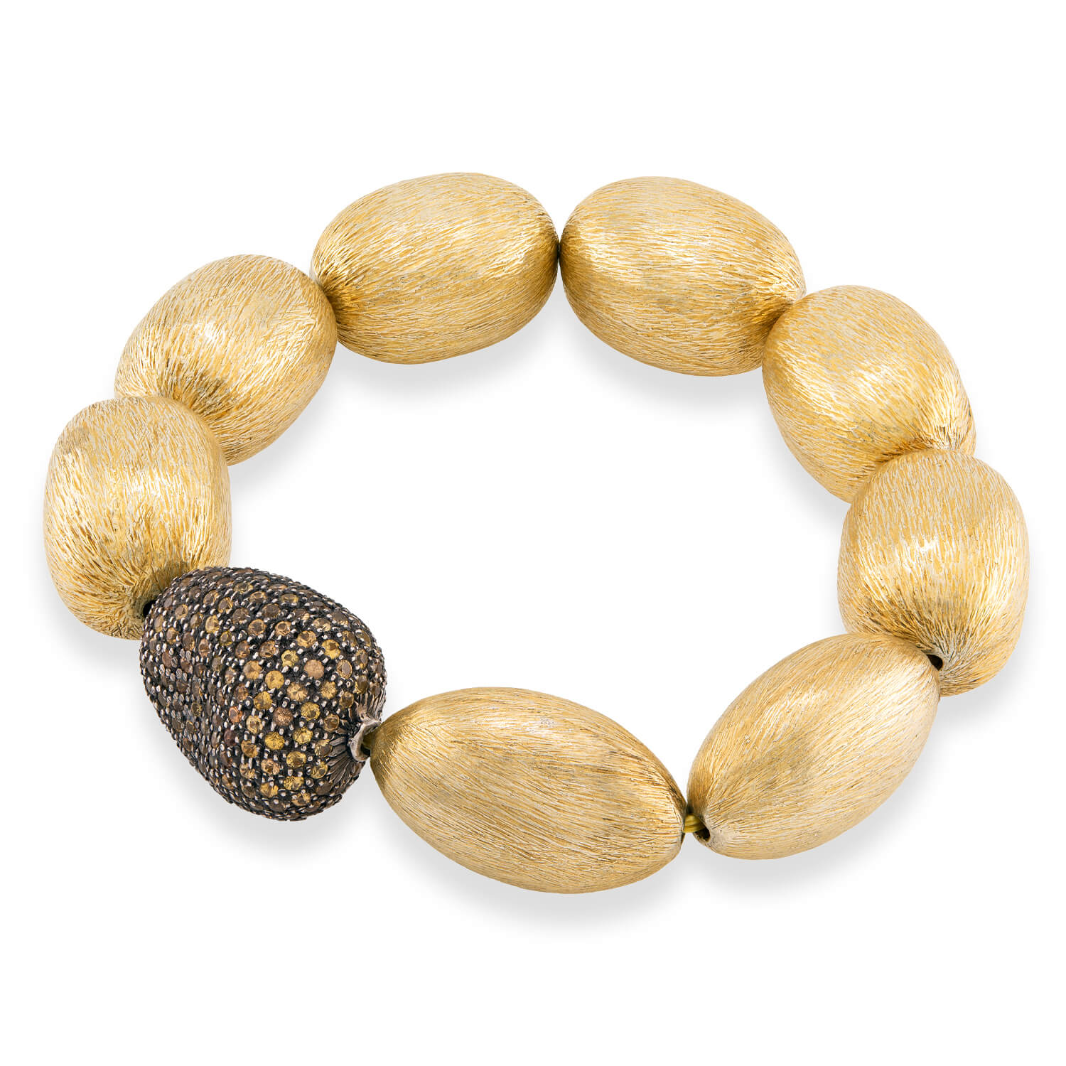 Estate 18k Vermeil/Sterling Silver Diamond Nugget Bracelet