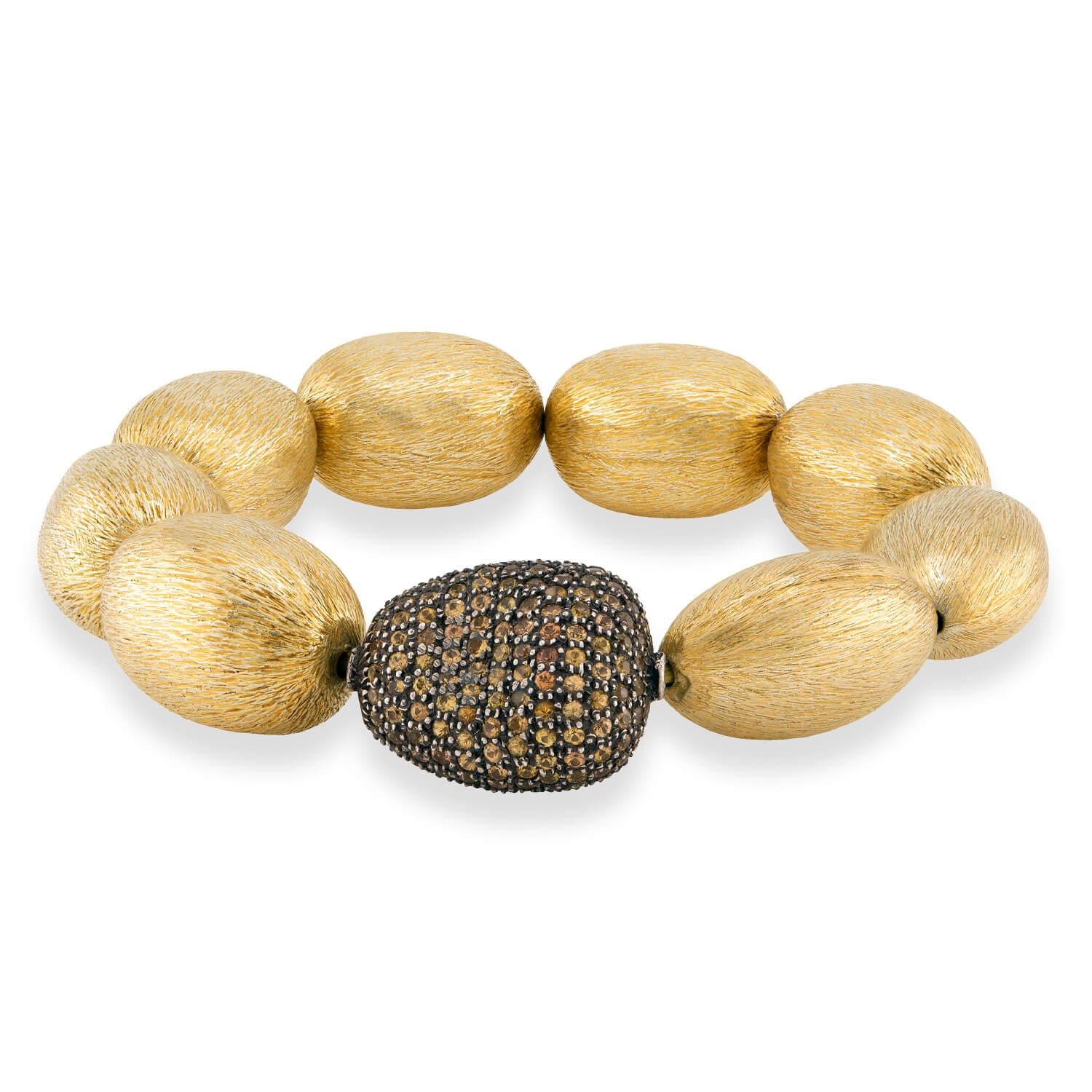 Estate 18k Vermeil/Sterling Silver Diamond Nugget Bracelet