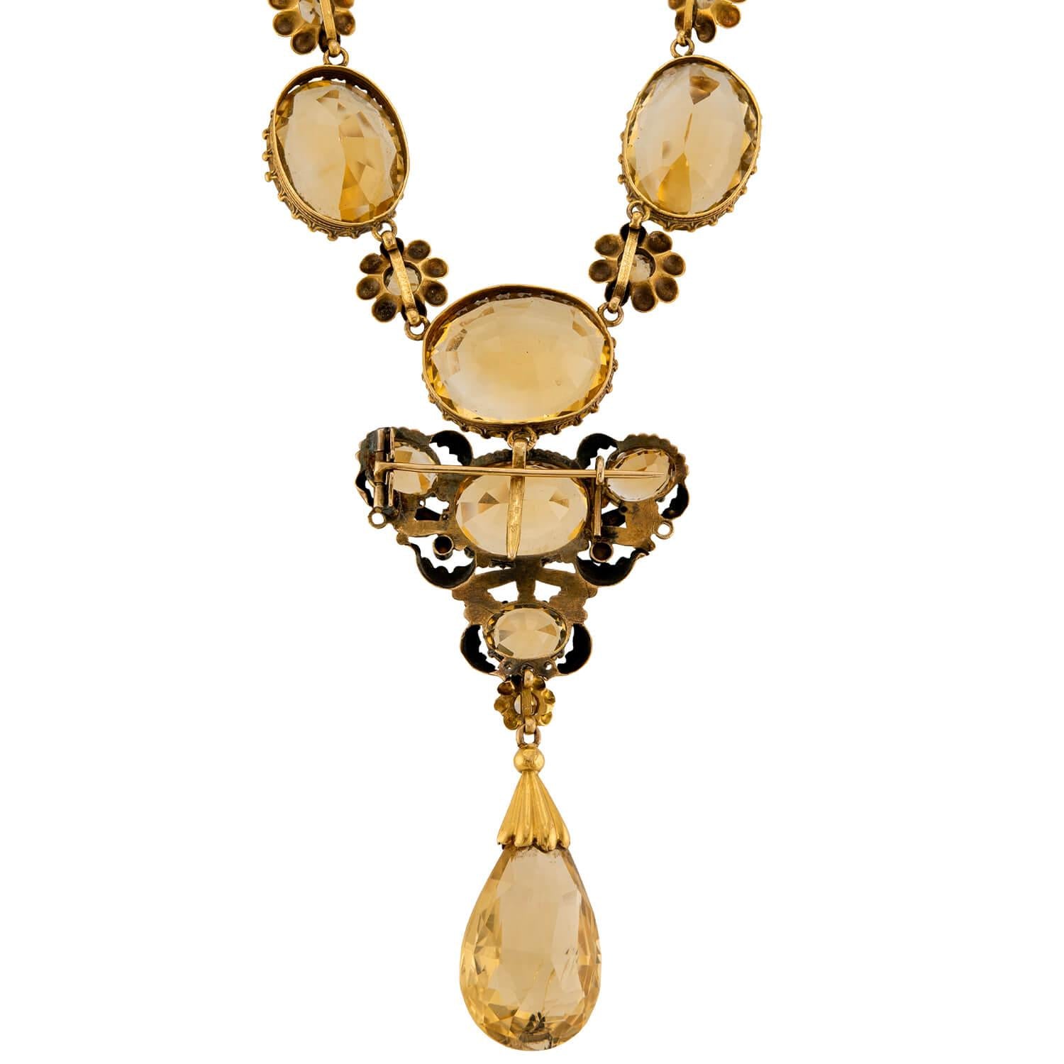 Victorian 18k Citrine Convertible Riviera Necklace