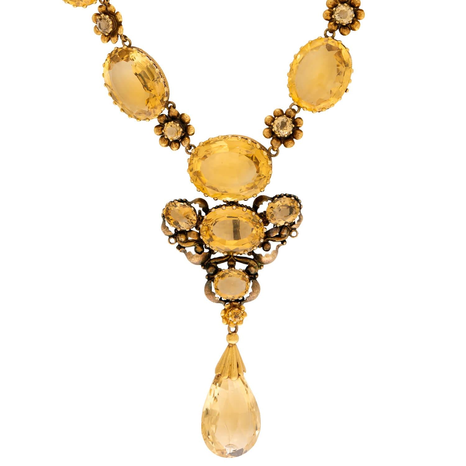 Victorian 18k Citrine Convertible Riviera Necklace