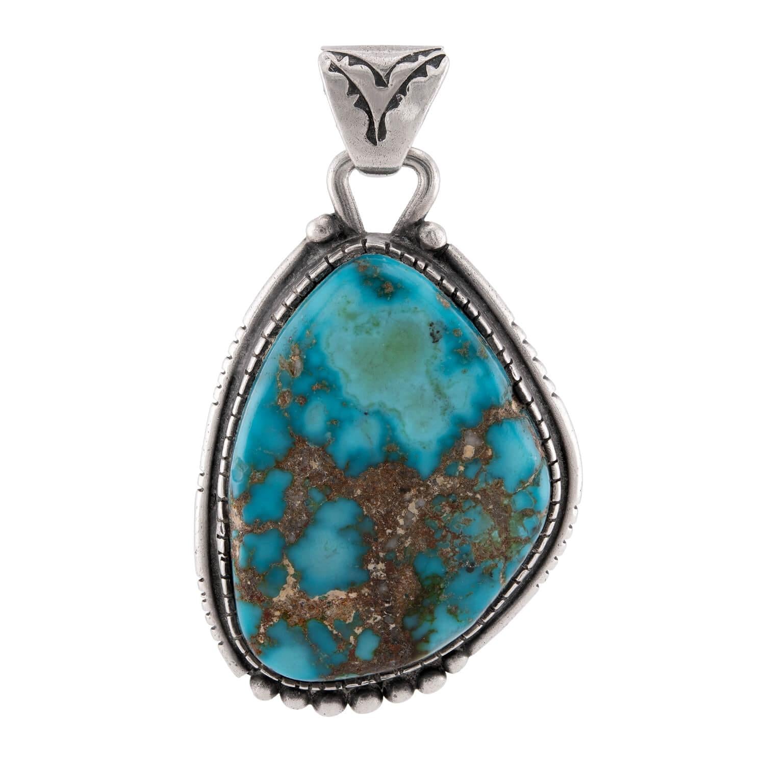 WILLETO Vintage Native American Sterling Silver Turquoise Pendant