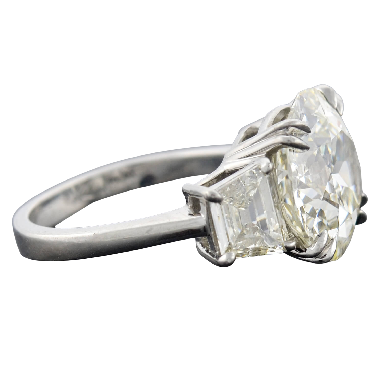 Vintage Platinum Old European Cut Diamond Engagement Ring 6.29ct center