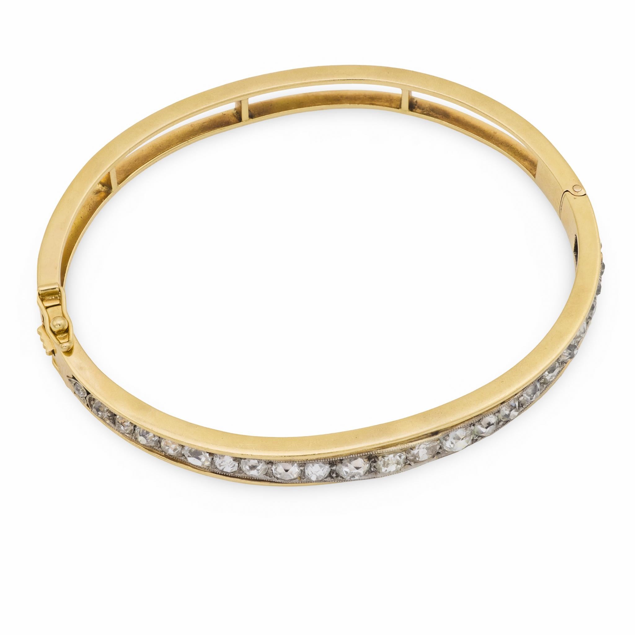 Edwardian 14k/Platinum Diamond Bangle