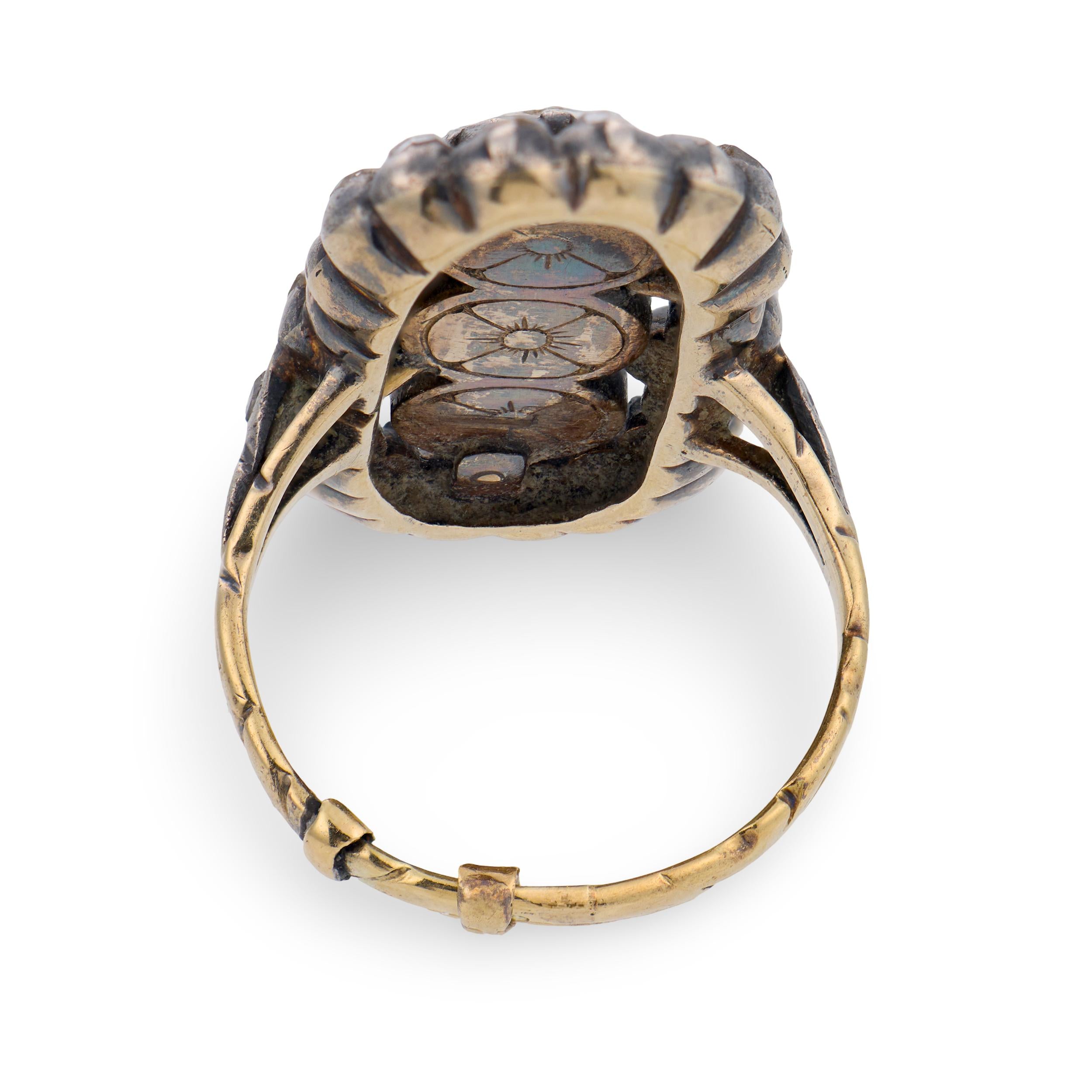 Georgian 18k/Sterling Silver Diamond Navette Ring