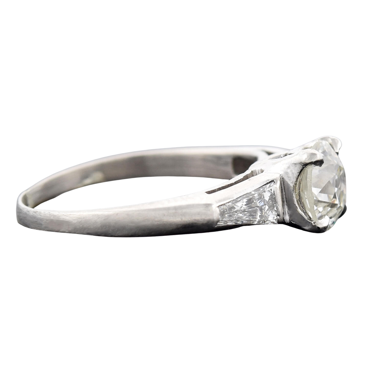 Retro Platinum Diamond Engagement Ring 1.00ct center