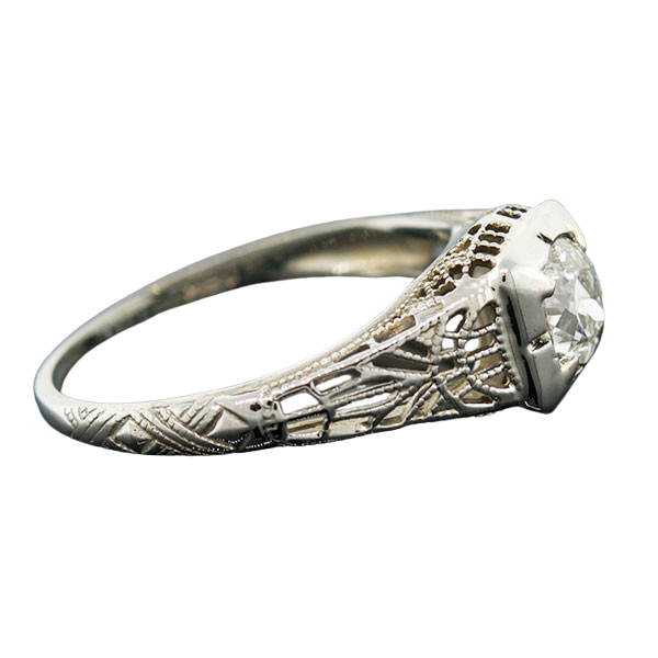 Art Deco 18kt Diamond Engagement Ring 0.54ct