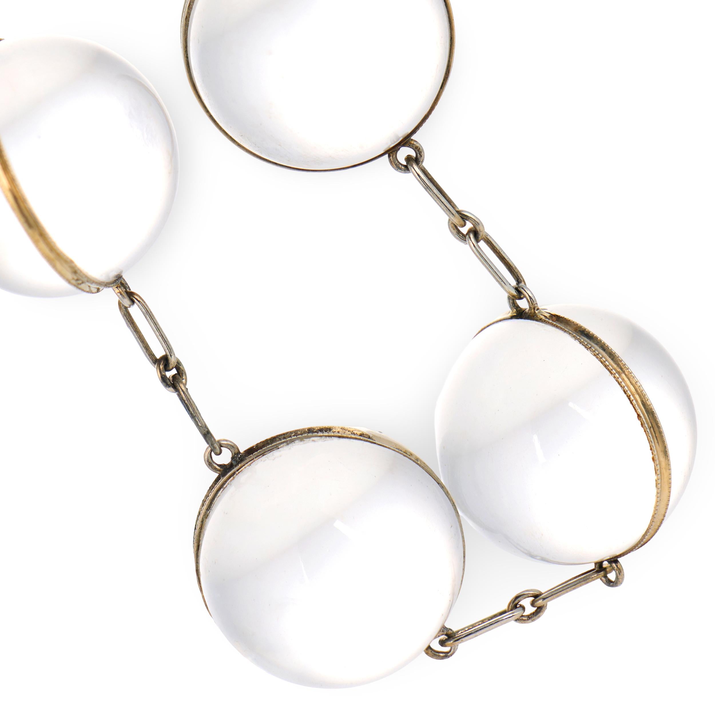 Art Deco 14k Rock Quartz Crystal Pools of Light Chain Necklace