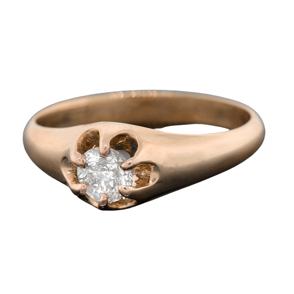 Victorian 14kt Diamond Solitaire Engagement Ring 0.49ct