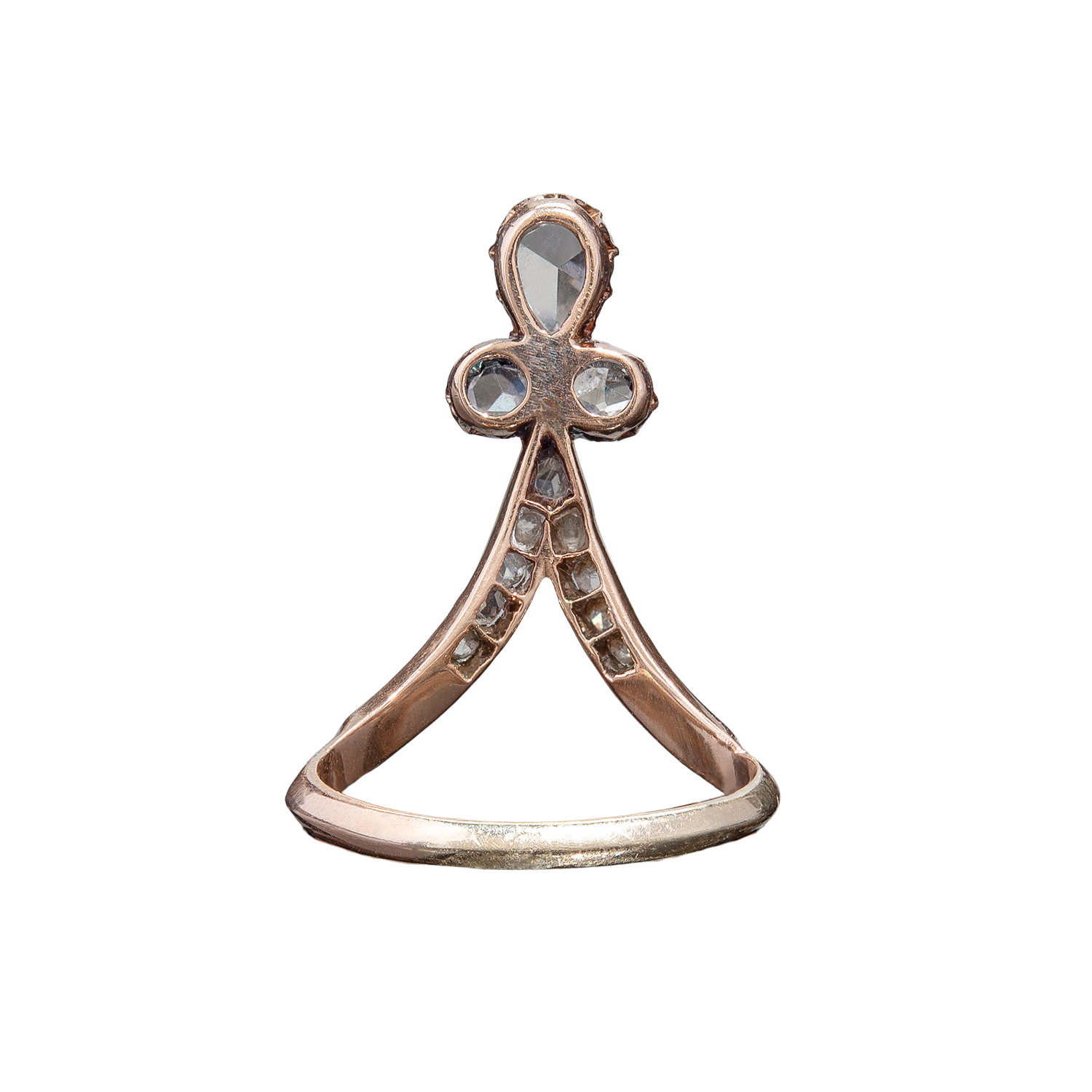 Victorian 14k Rose Cut Diamond Tiara Ring 0.60ct