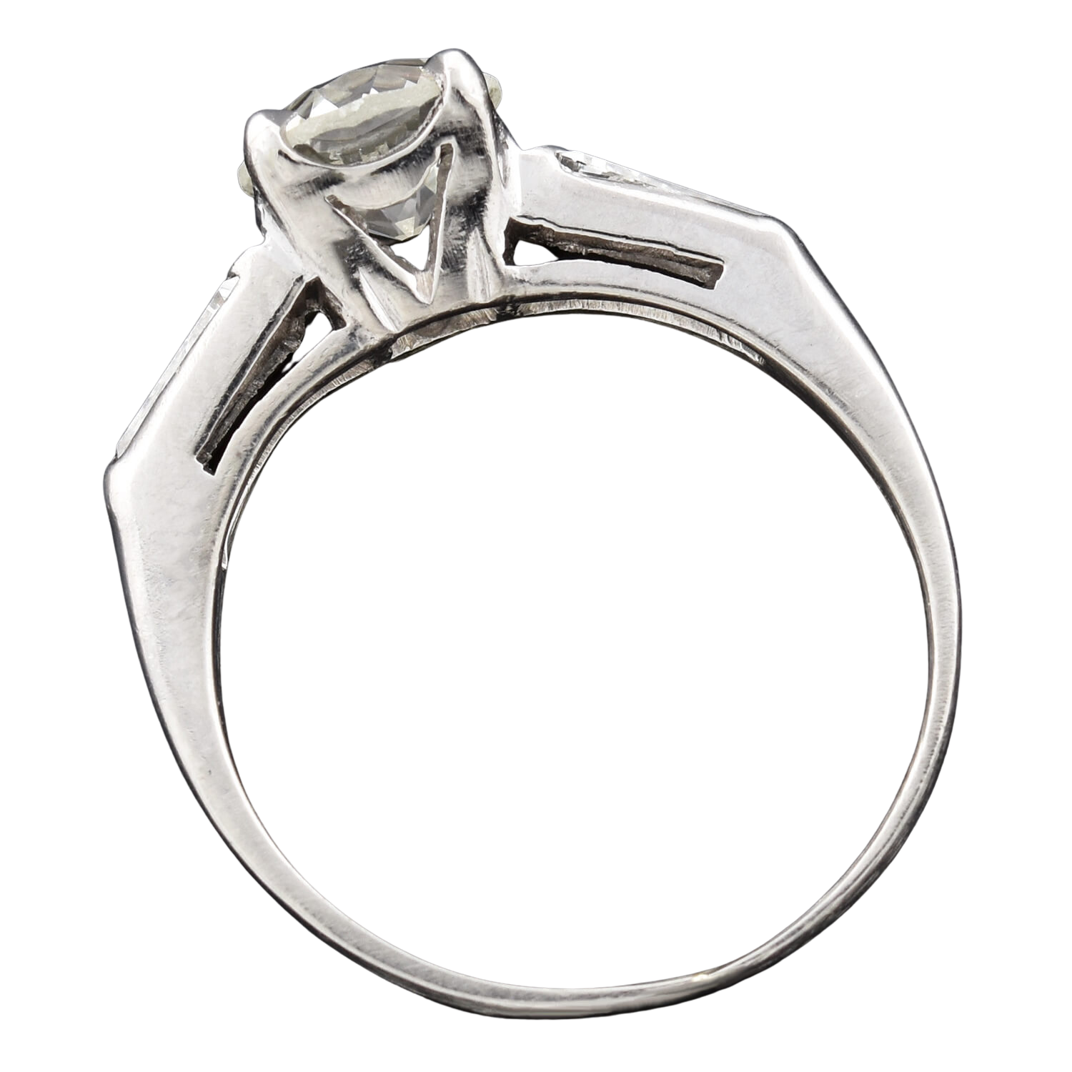 Retro Platinum Diamond Engagement Ring 1.00ct center