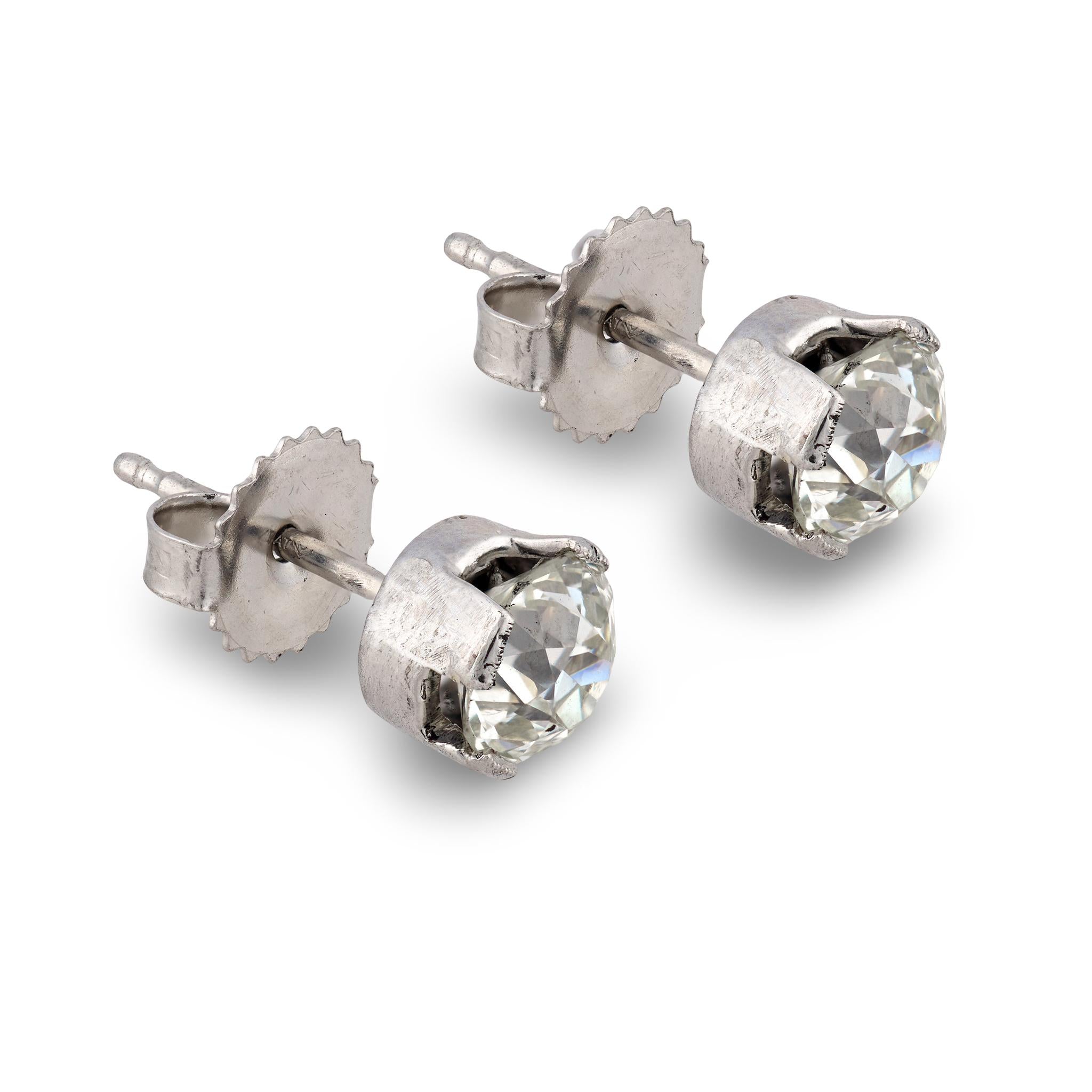 Art Deco Platinum Diamond Stud Earrings