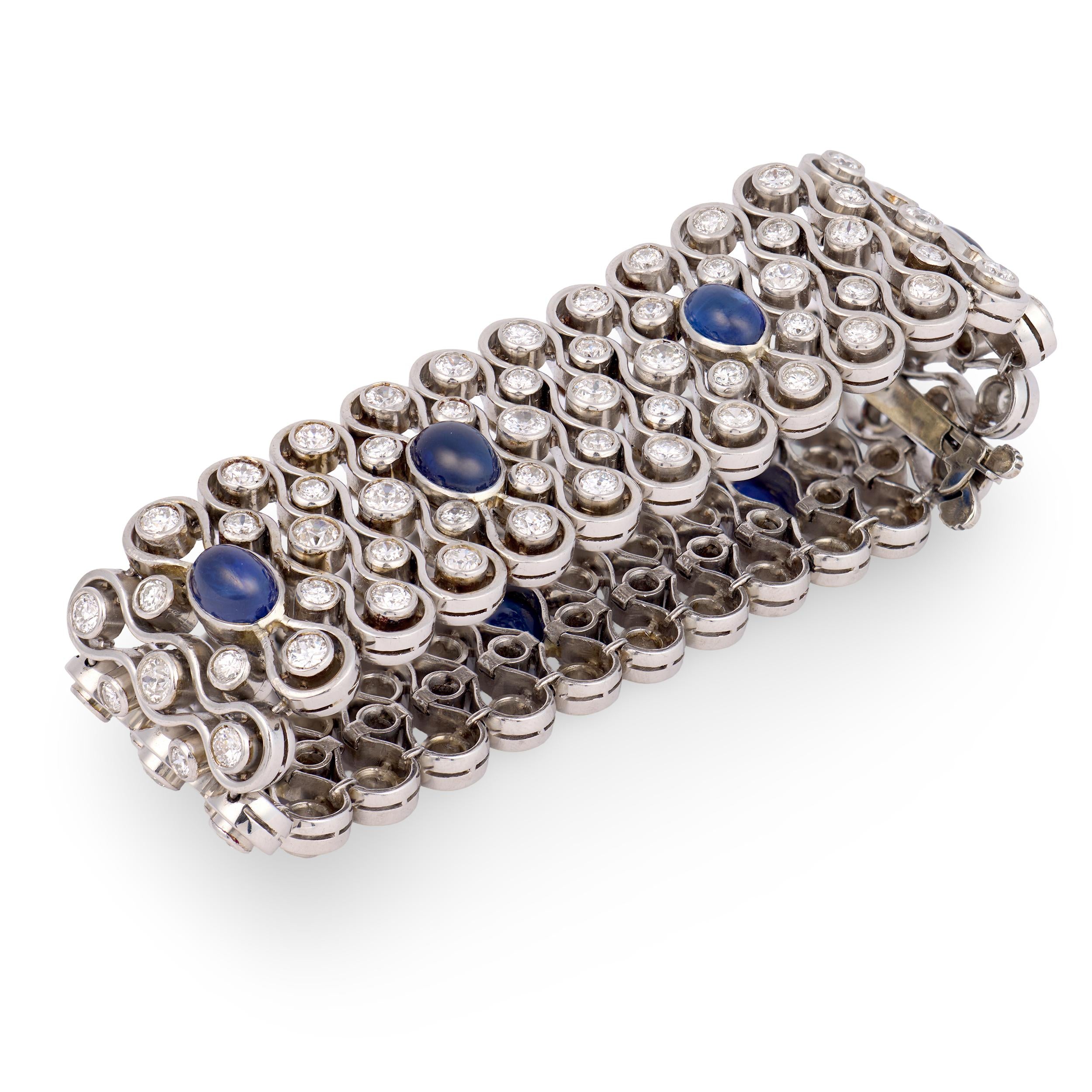 Art Deco 18k/Platinum Diamond & Sapphire Bracelet